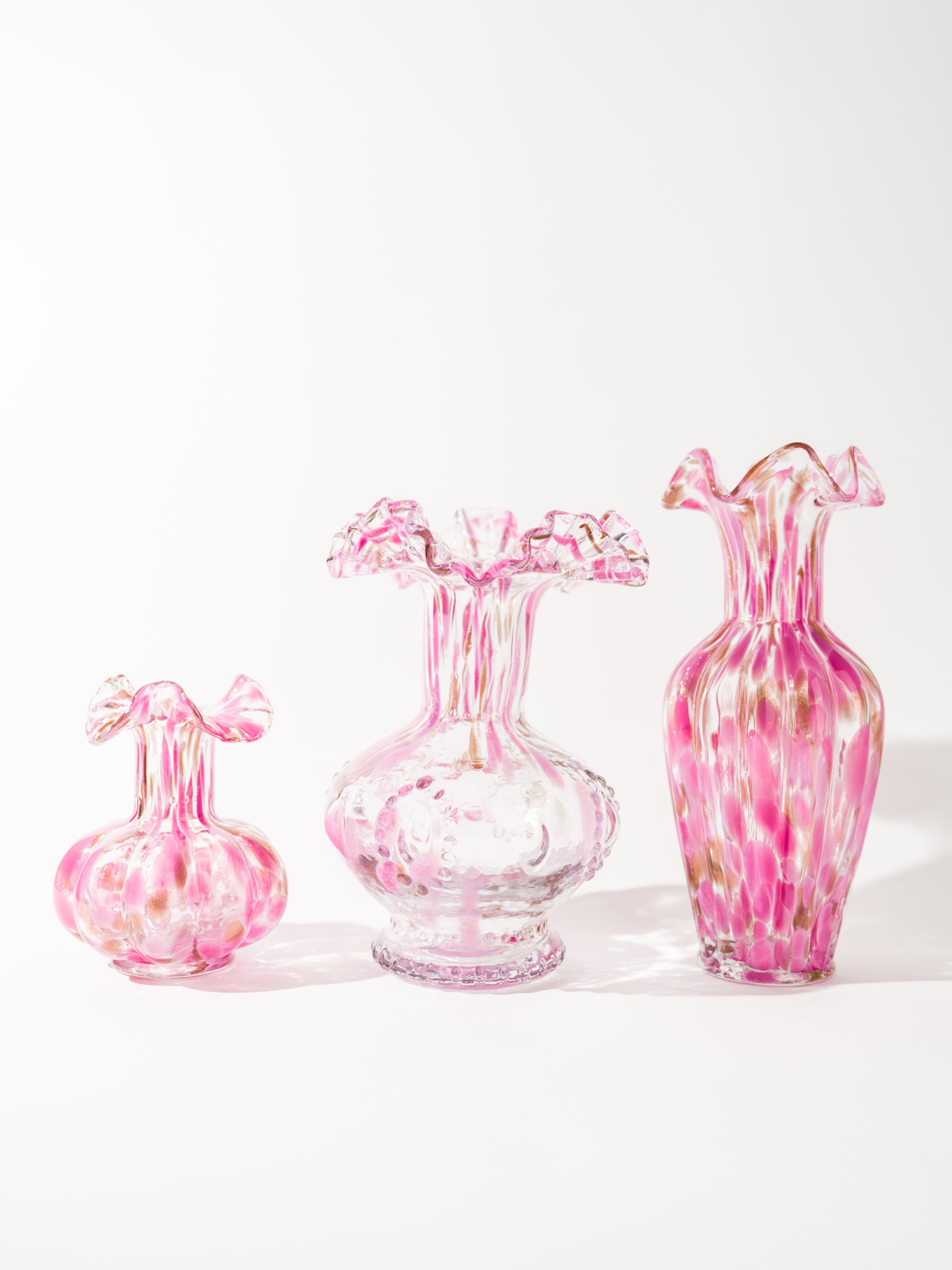 Blush Petal Glass Vases, Set of 3