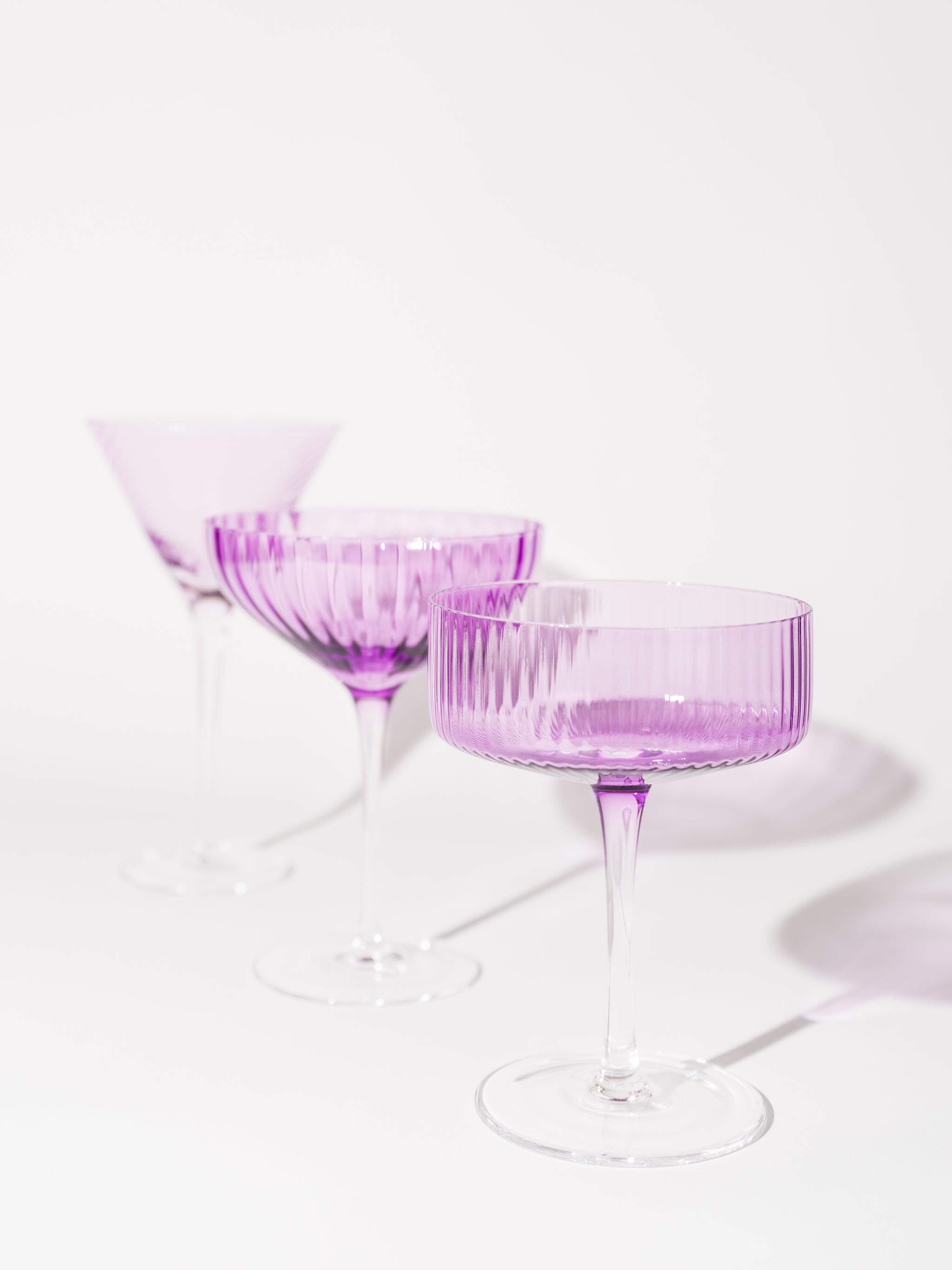 Lavender Coupe Cocktail Glass, Stripe