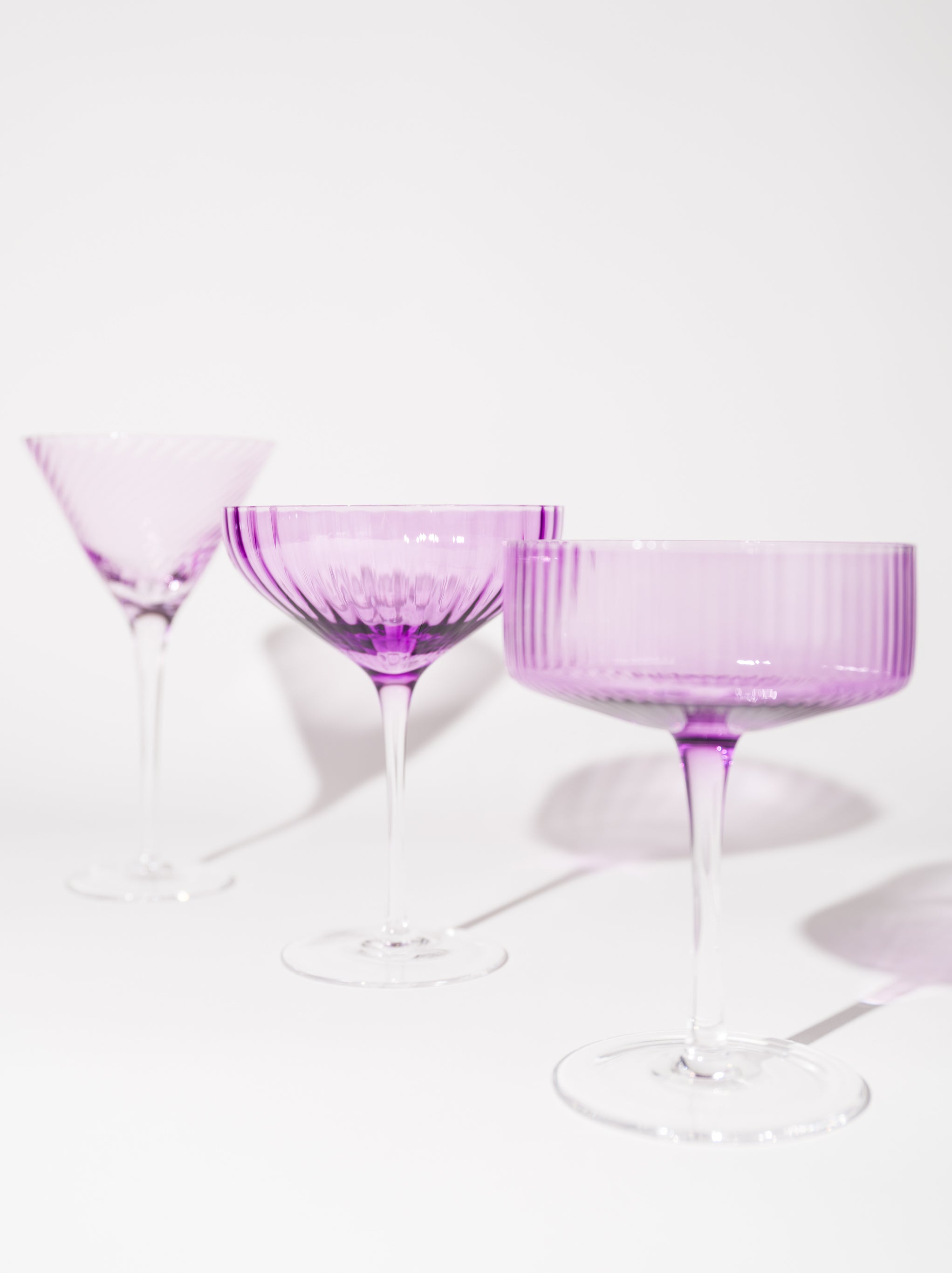 Lavender Coupe Cocktail Glasses, Set of 3
