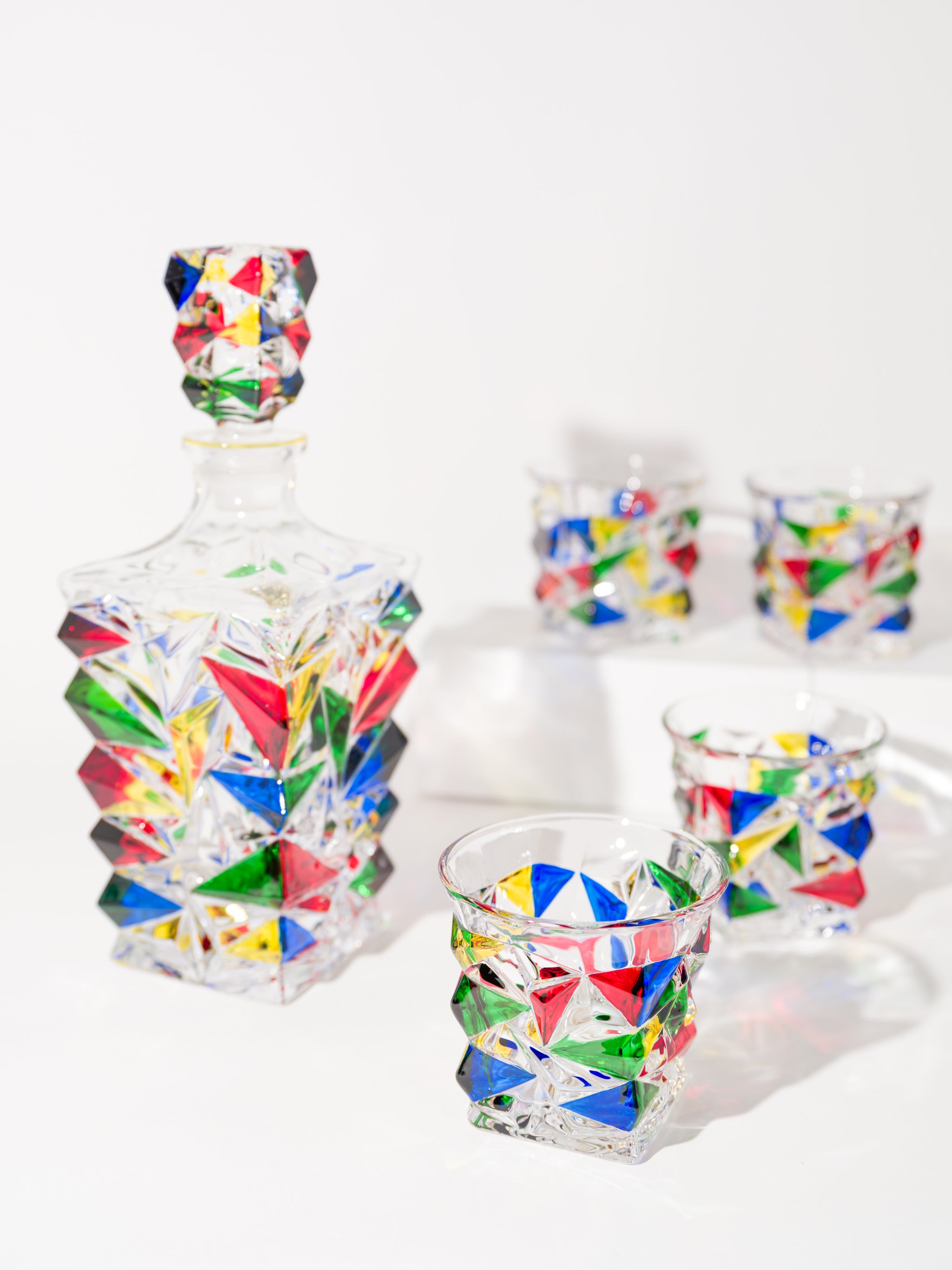 Leonardo Mosaic Crystal Whiskey Decanter Set of 7