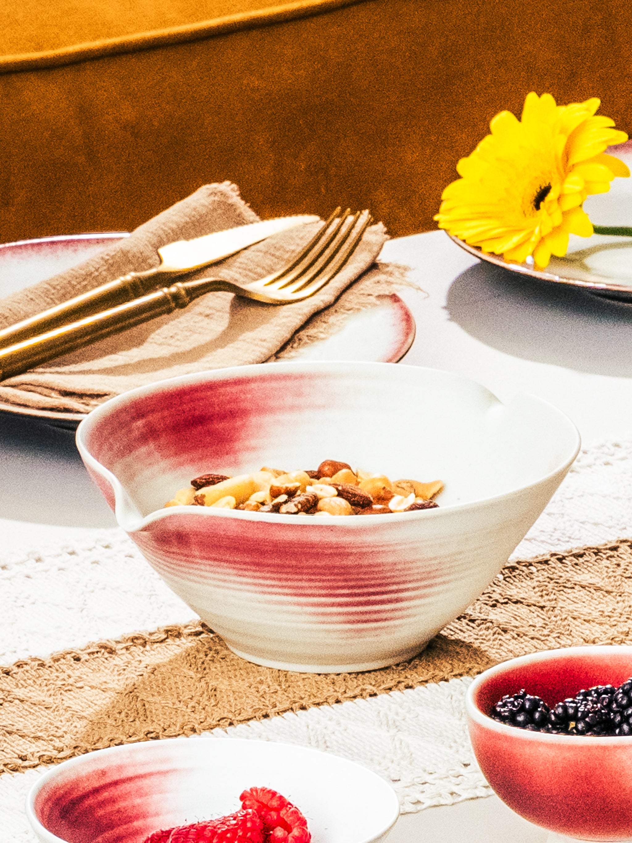 Garnet Blush Pouring Bowl, Double Spout