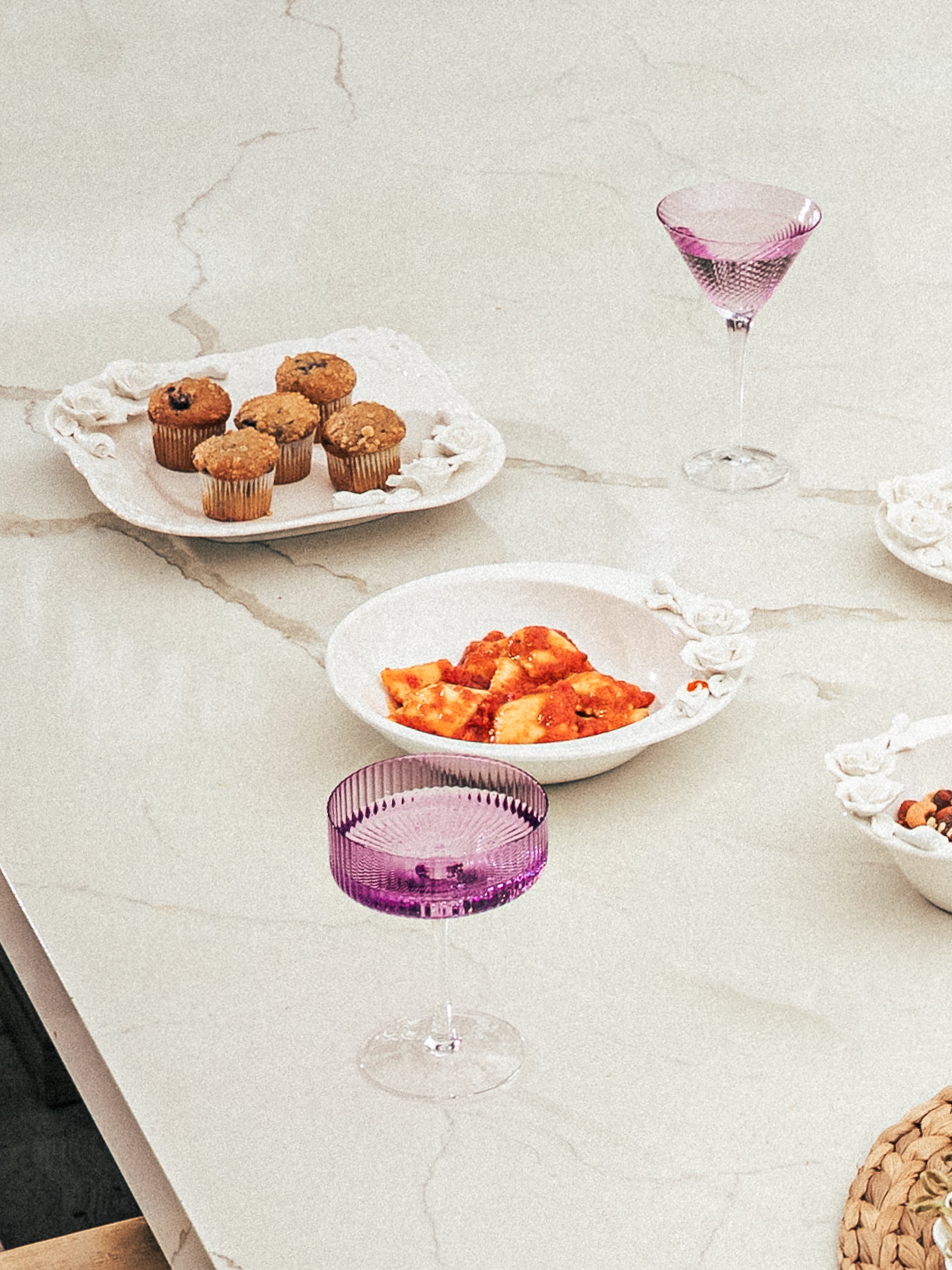 Lavender Coupe Cocktail Glasses, Set of 3