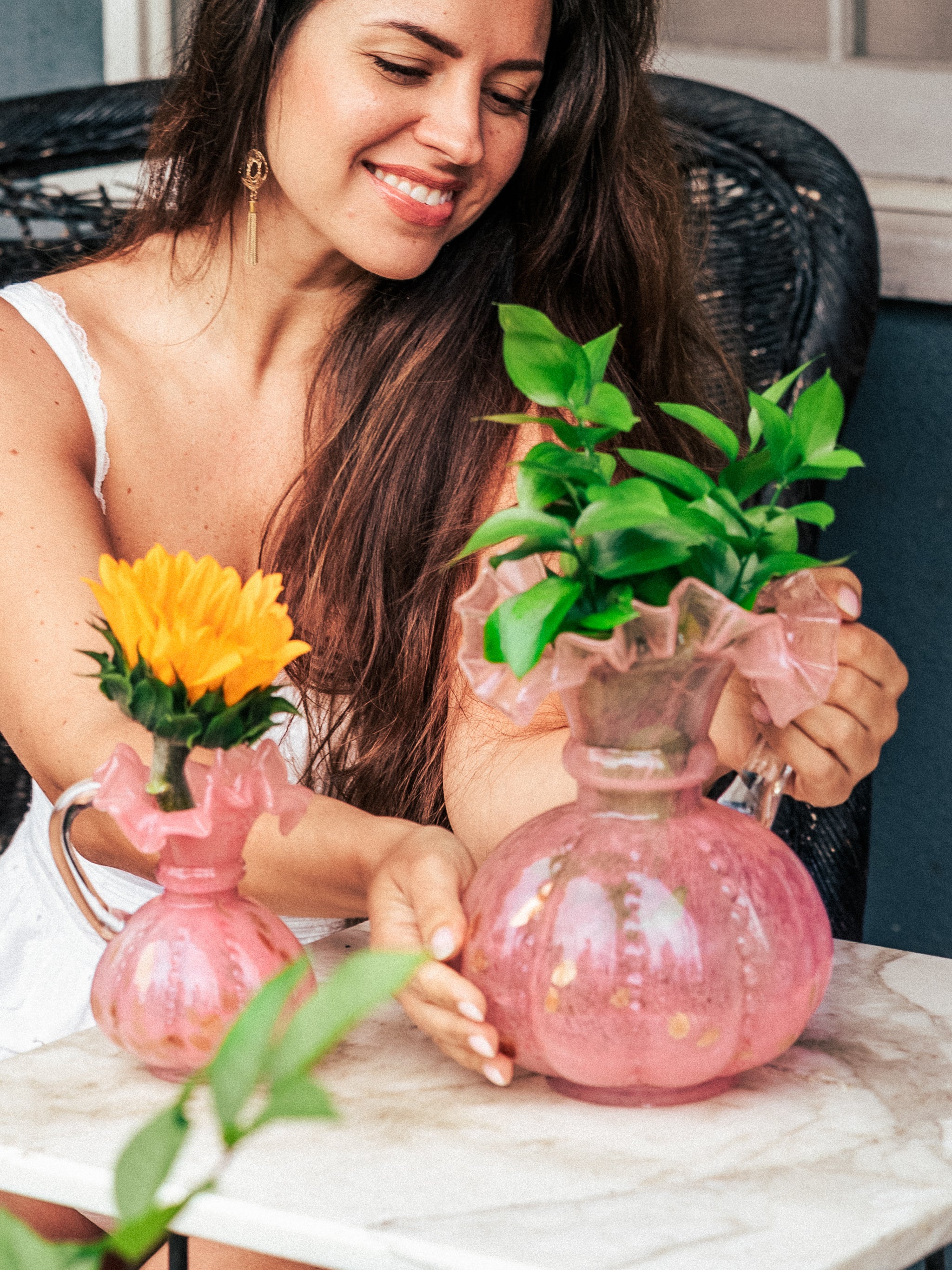 Rosy Dawn Ruffled Vase, Large