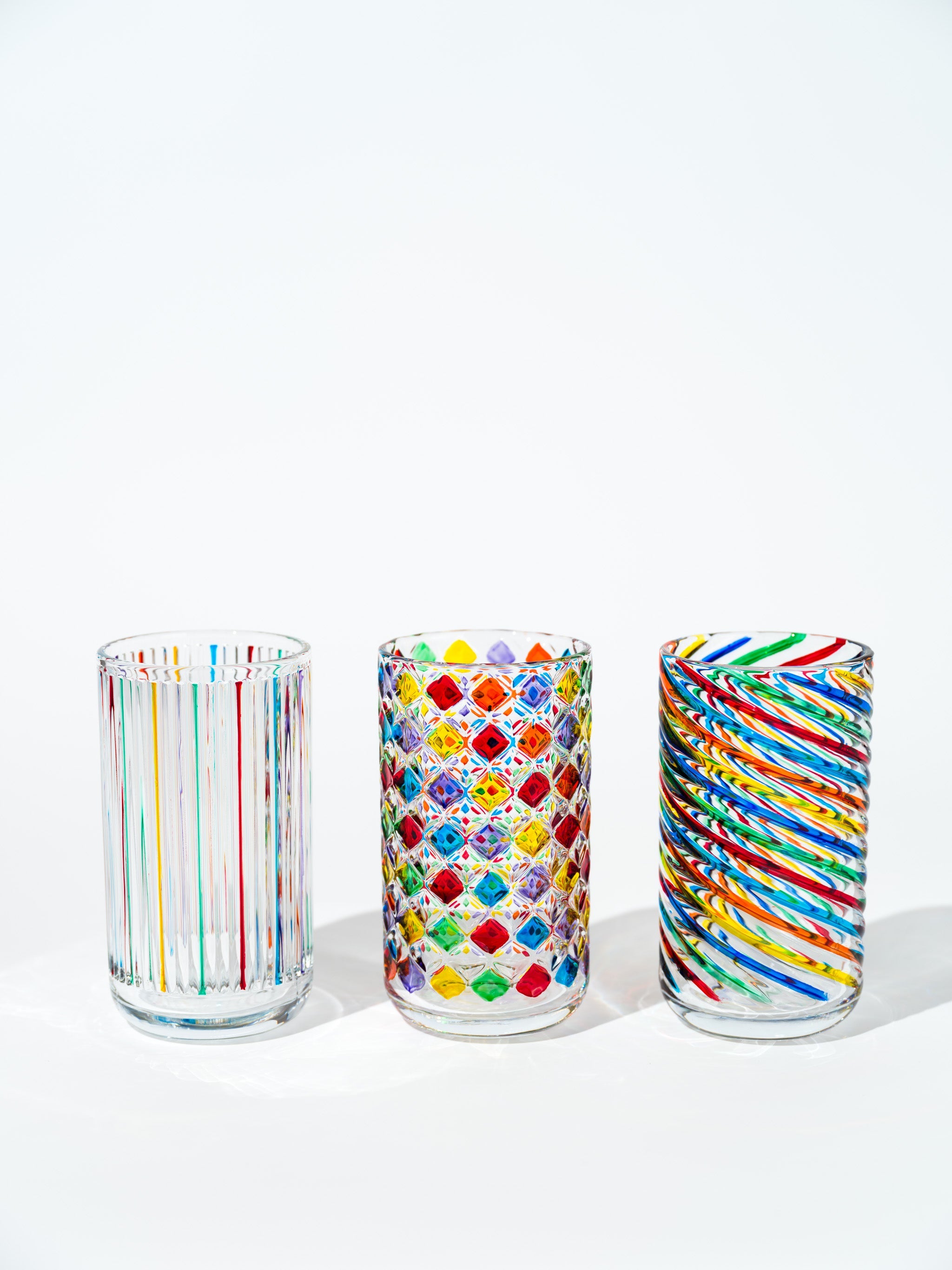 Prismatic Colored Drinking Glass, Spiral