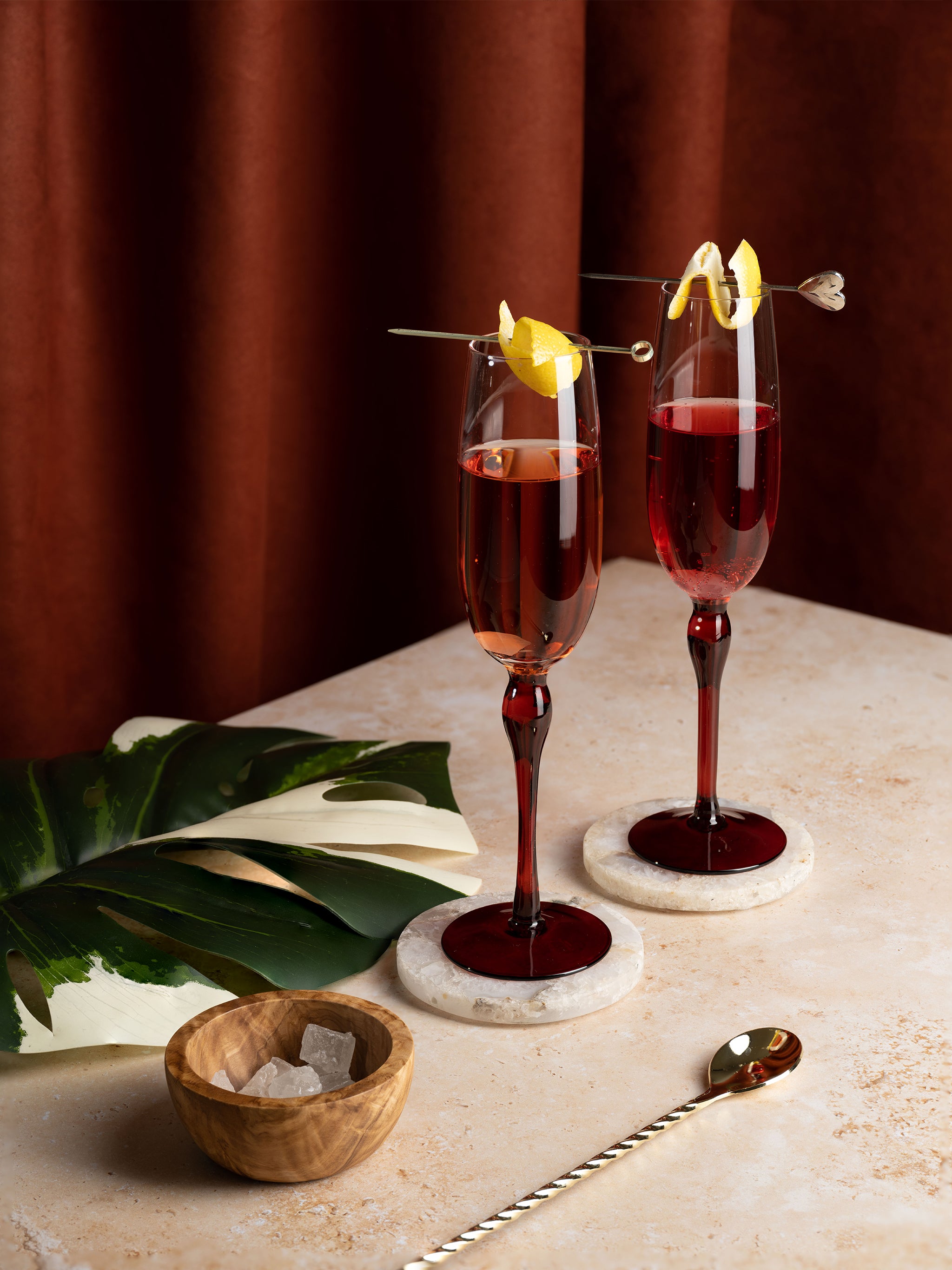 Maureen Retro Champagne Glass, Red