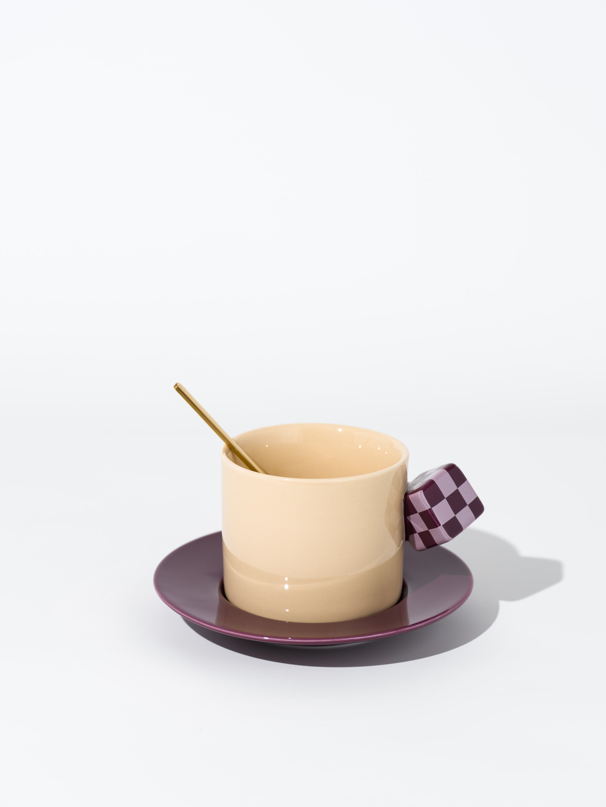 Checker Cube Coffee Cup, Purple