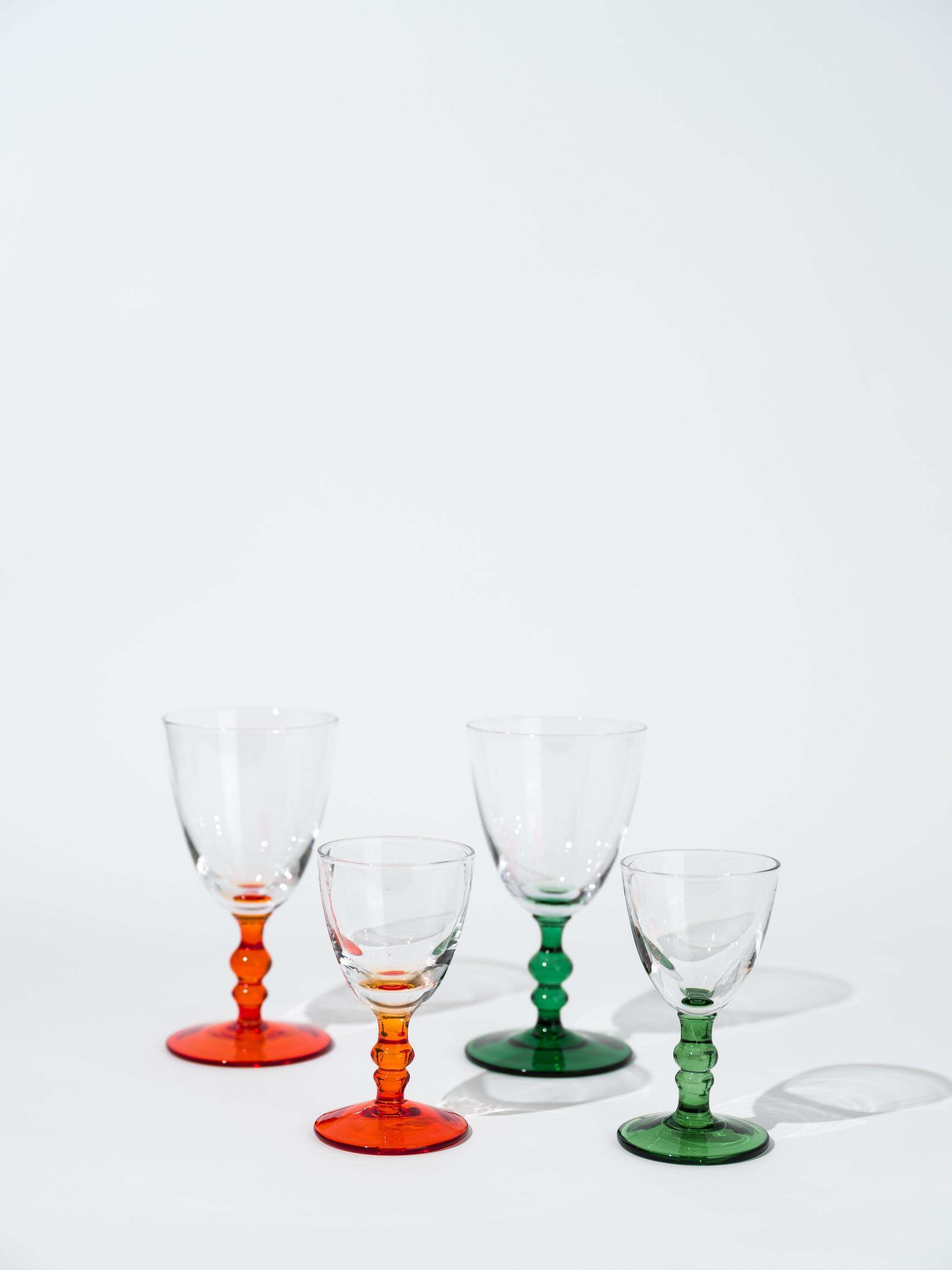 Vintage Knob Stem Glasses, Set of 4