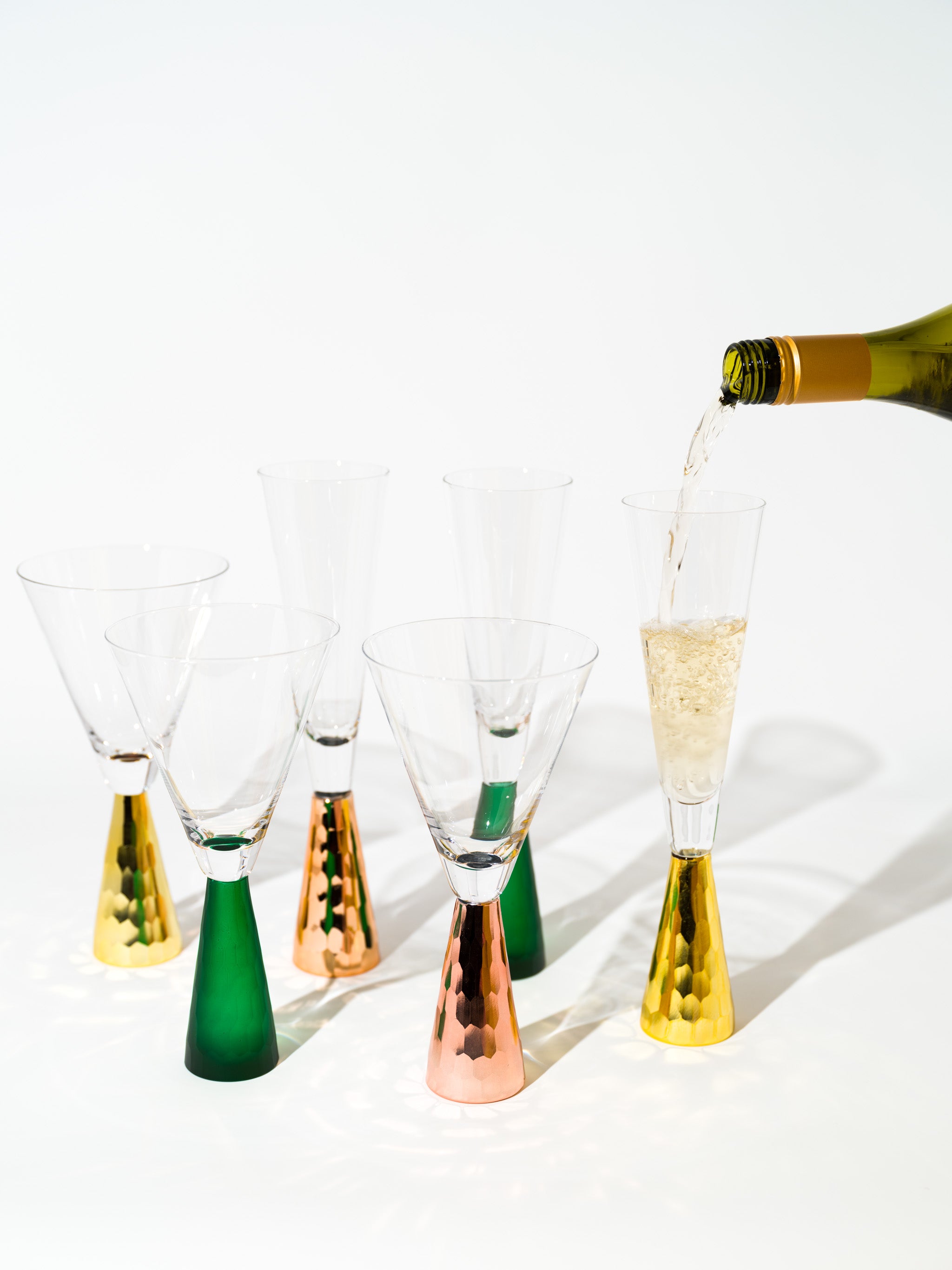 Doris Party Champagne Glass, Retro Green