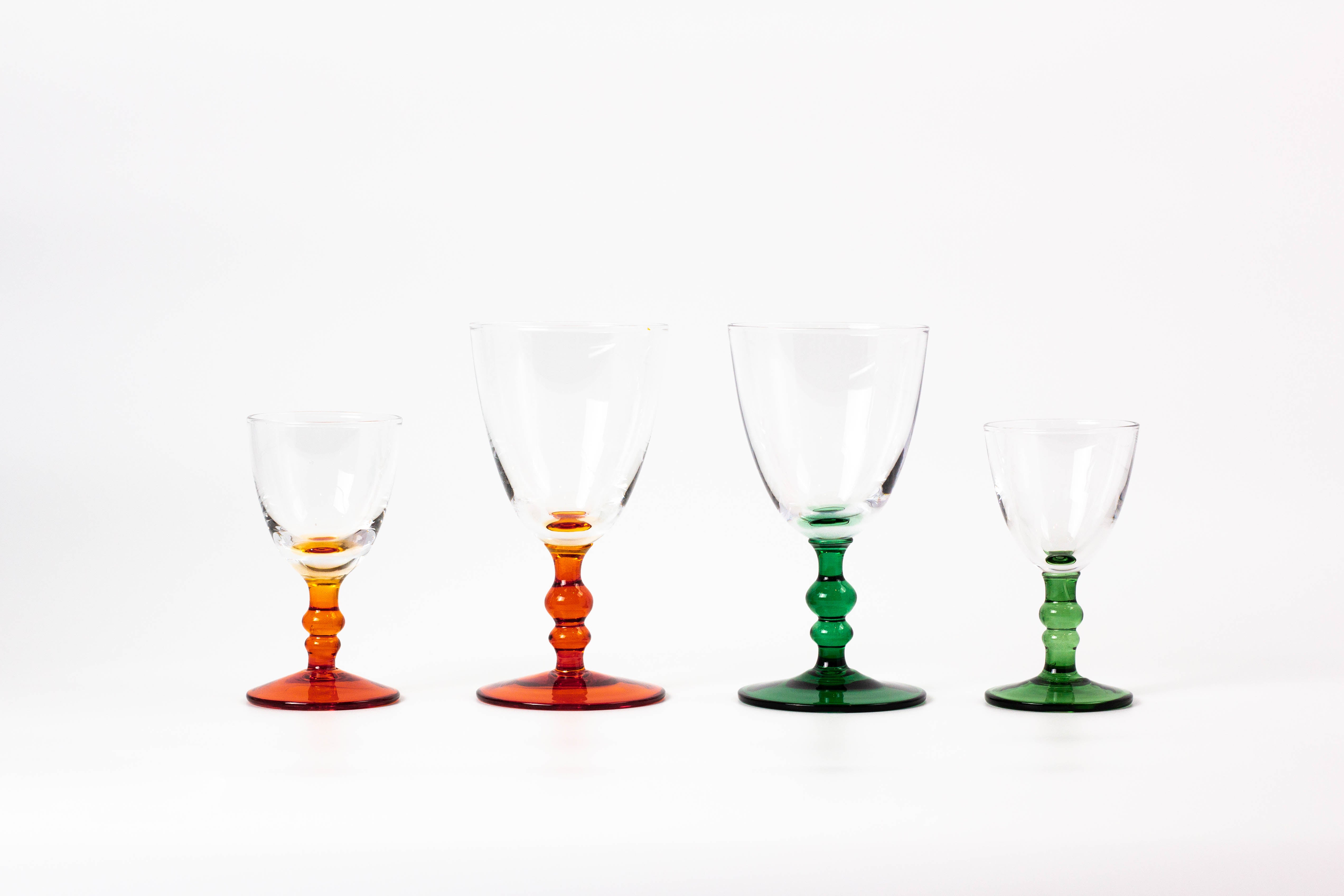 Vintage Knob Stem Glasses, Set of 4