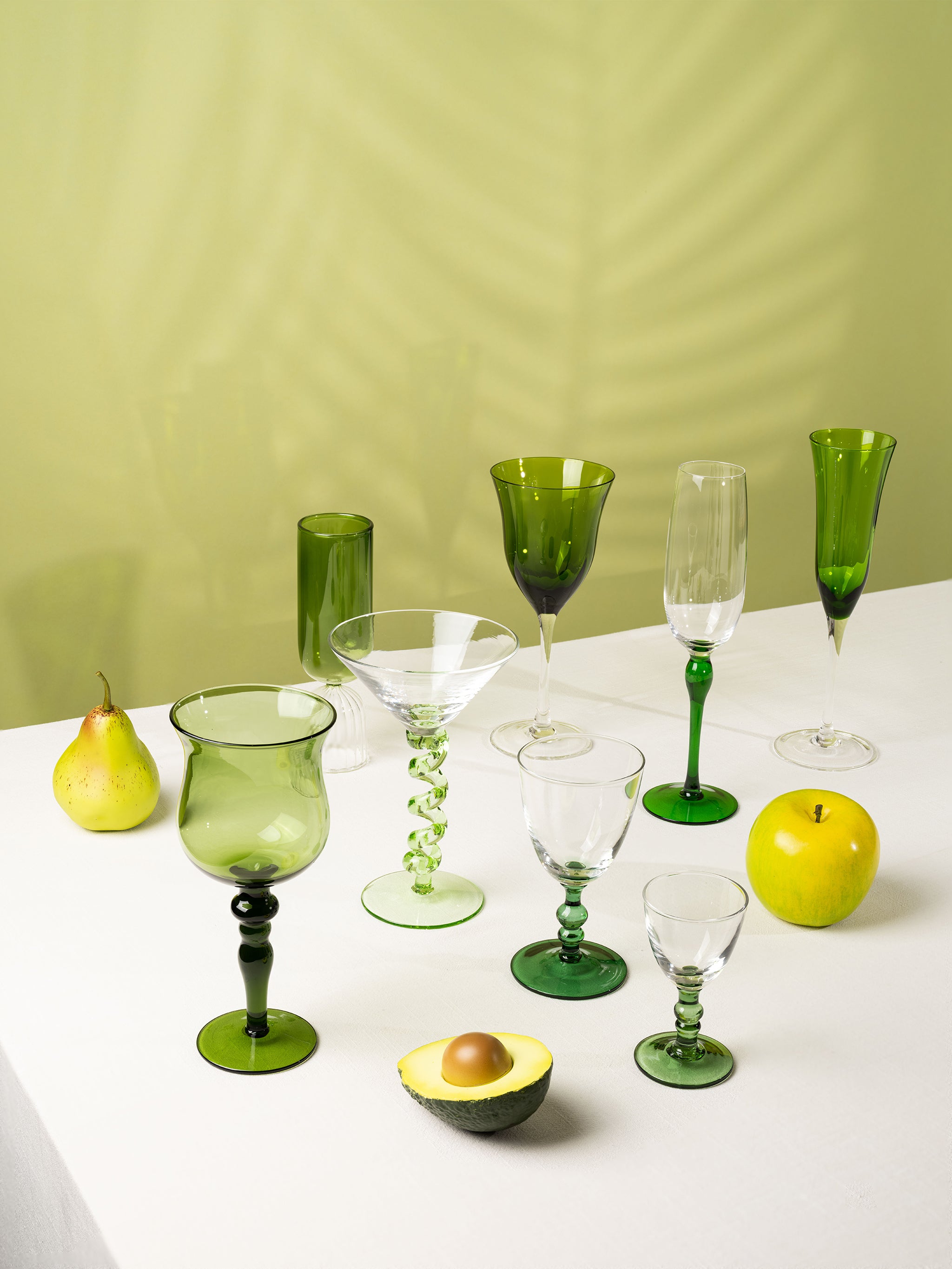 Olive Retro Wine Glass