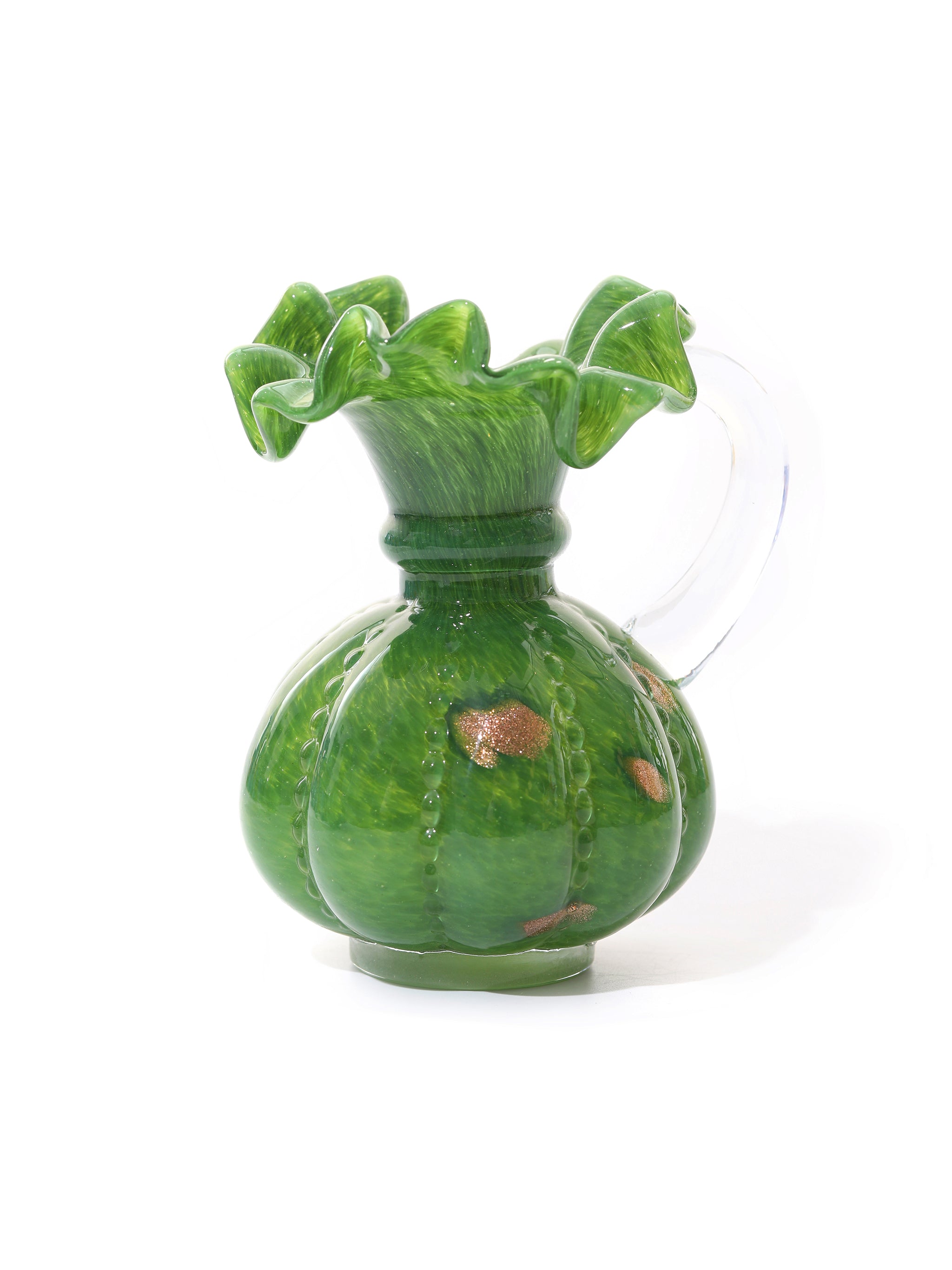 Emerald Gleam Ruffled Vase, Small