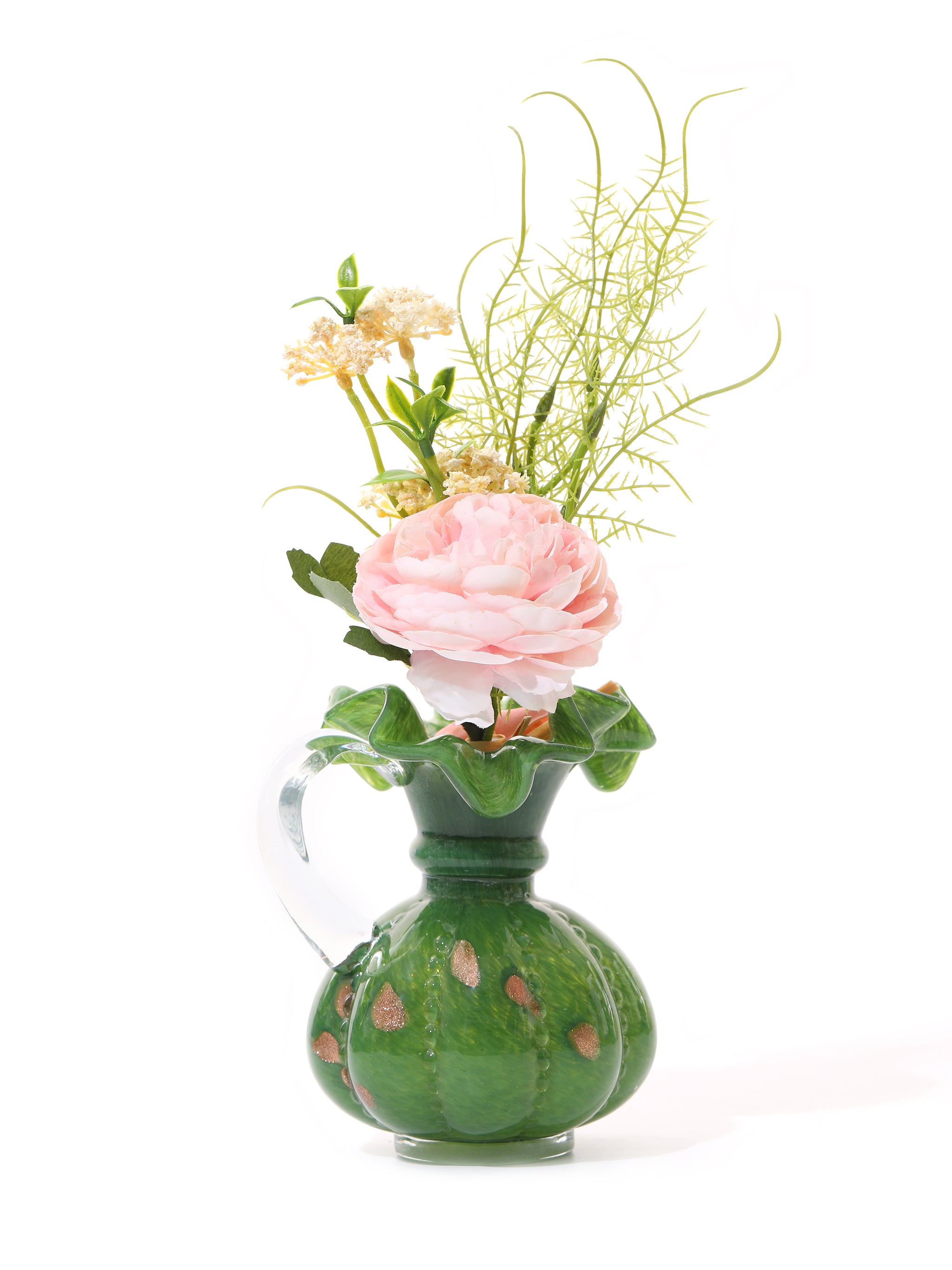 Emerald Gleam Ruffled Vase, Small