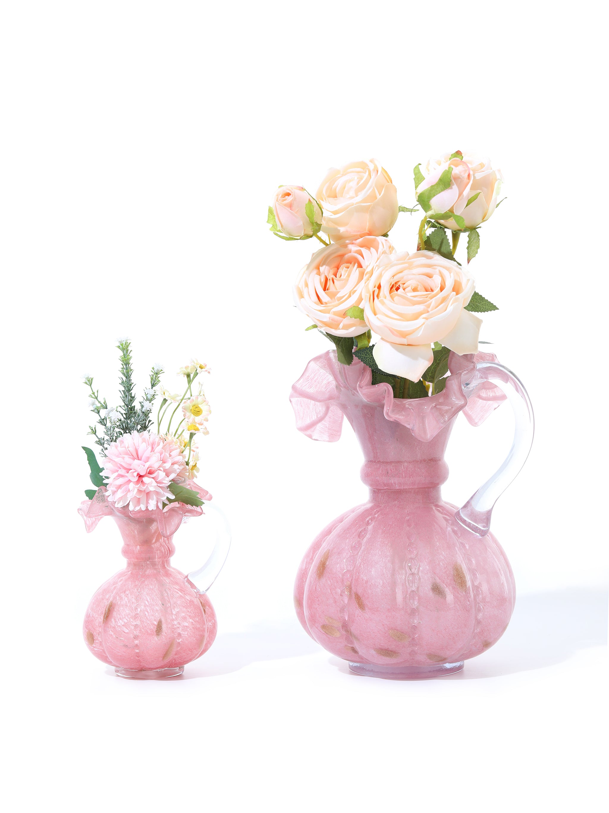 Rosy Dawn Ruffled Vases, Set of 2