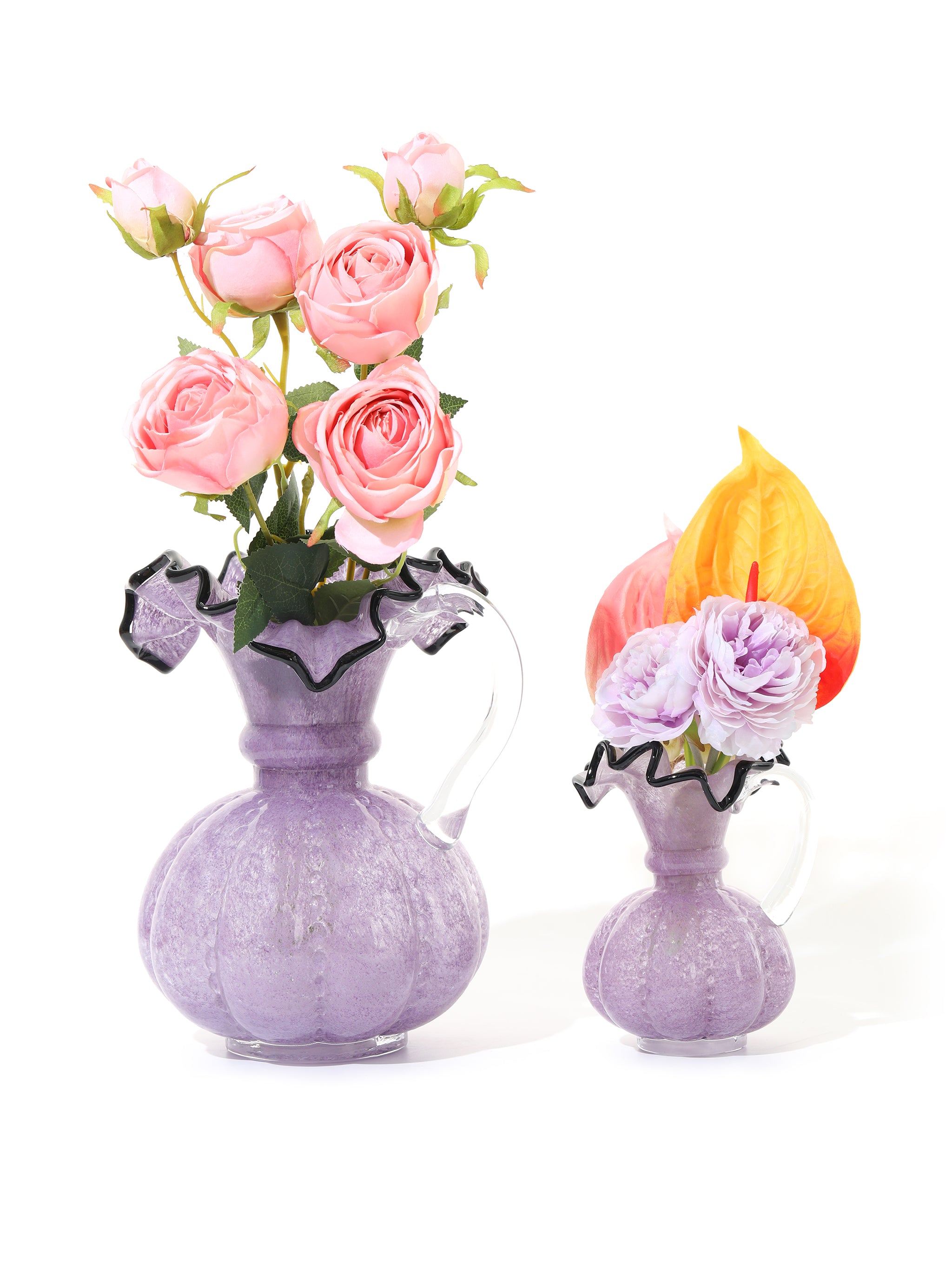 Violet Twilight Ruffled Vases, Set of 2