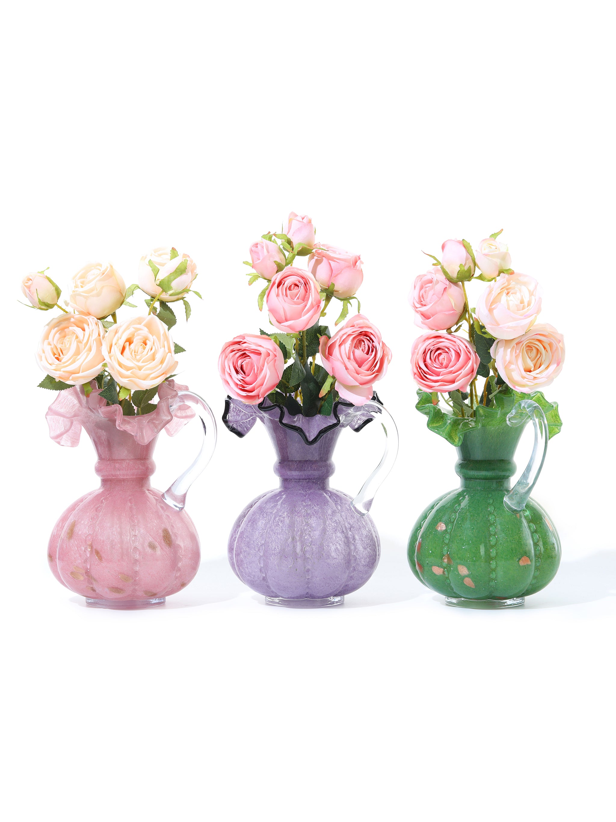 Twilight to Dawn Ruffled Vases Set of 3, Large