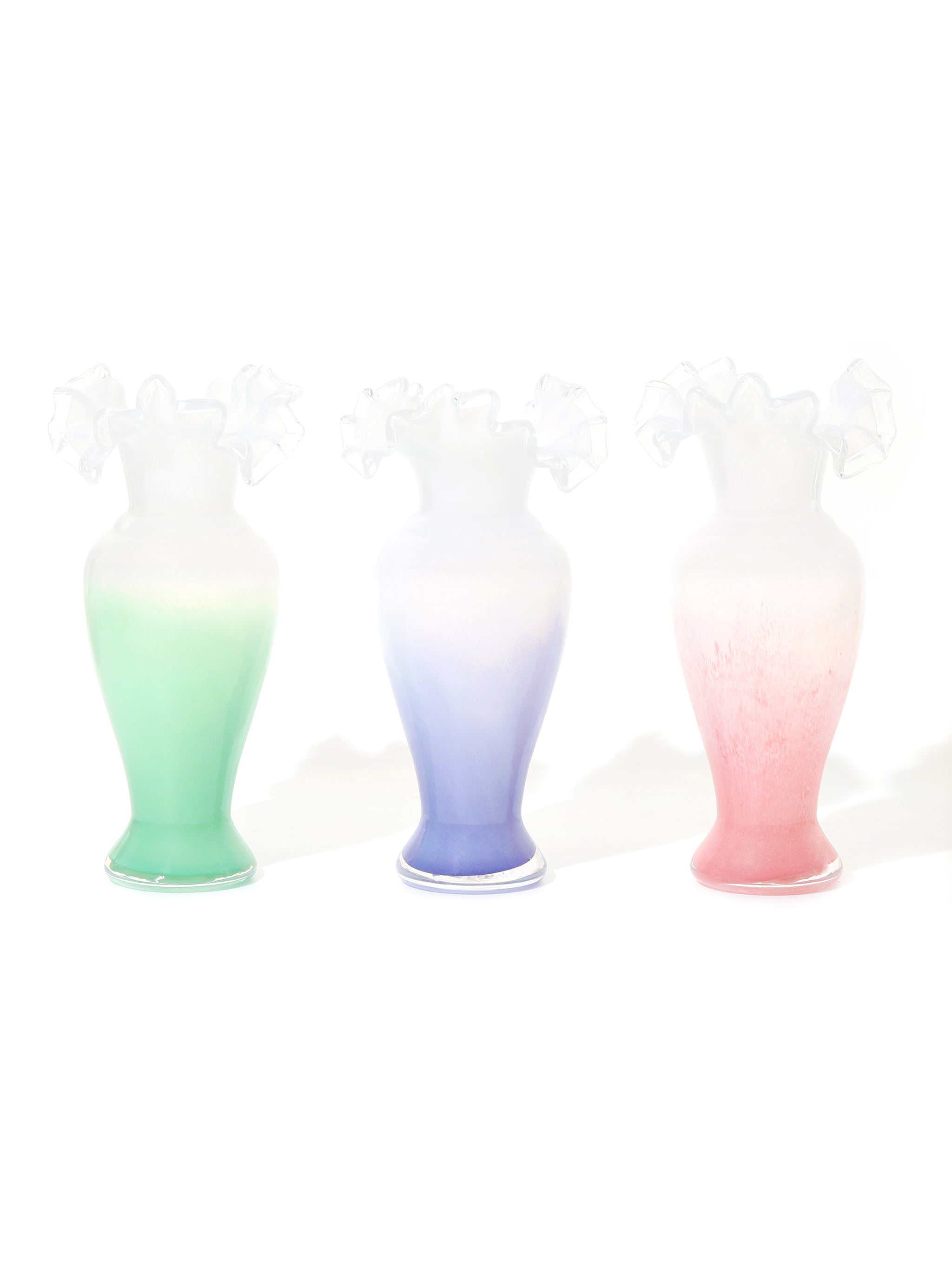 Frost Ruffled Vase Set of 3