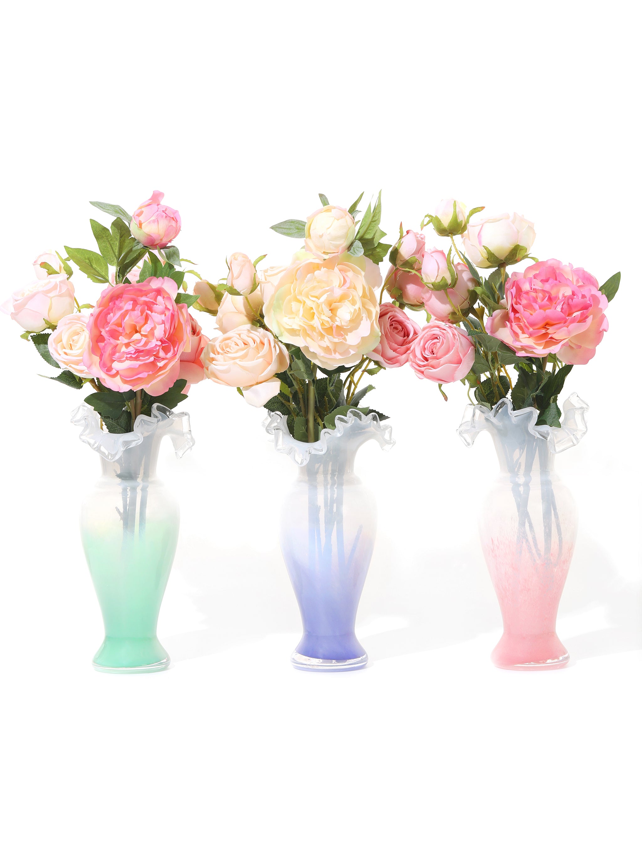 Frost Ruffled Vase Set of 3