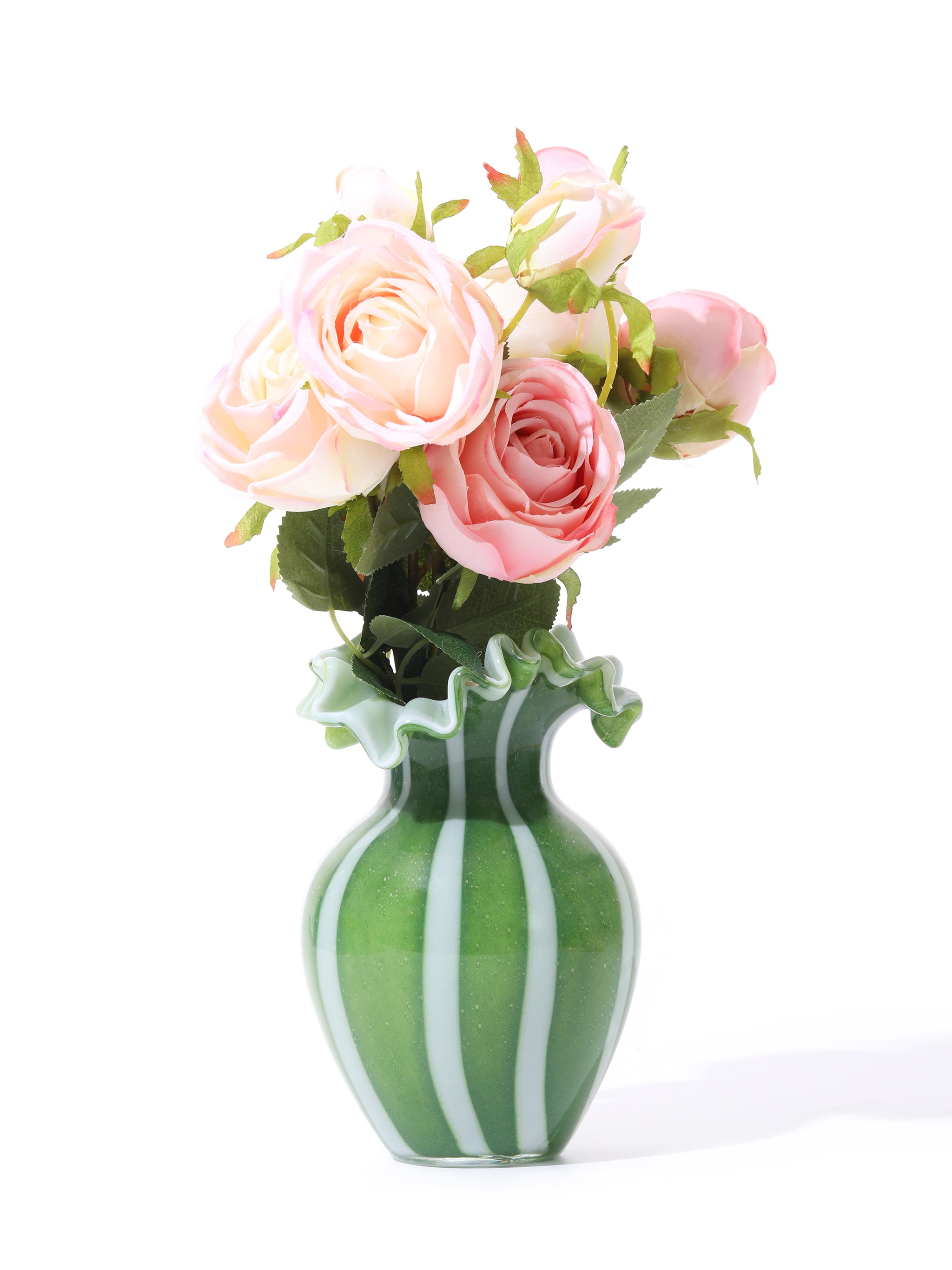 Lush Stripe Ruffled Vase, Small