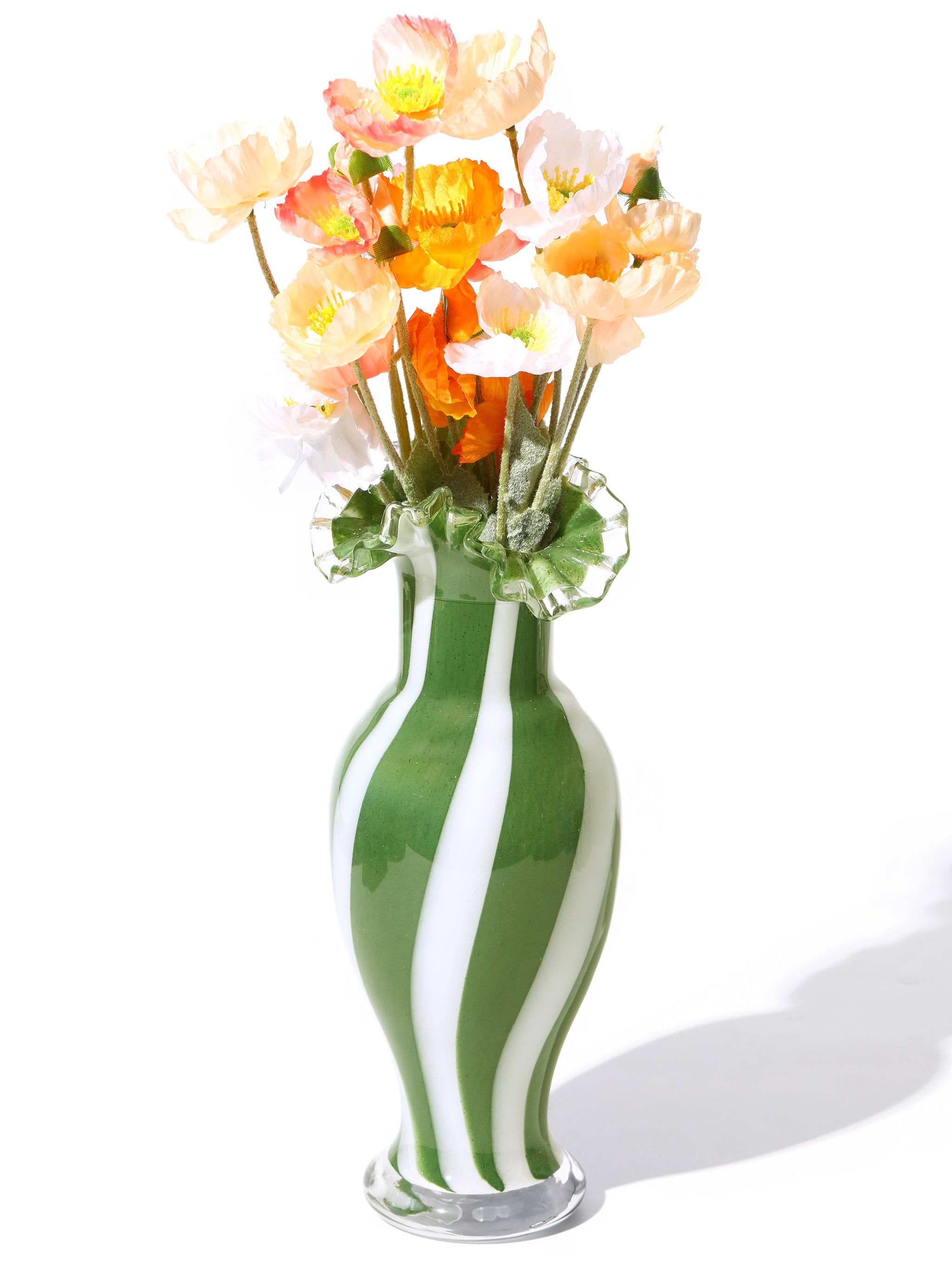 Lush Stripe Ruffled Vase, Tall