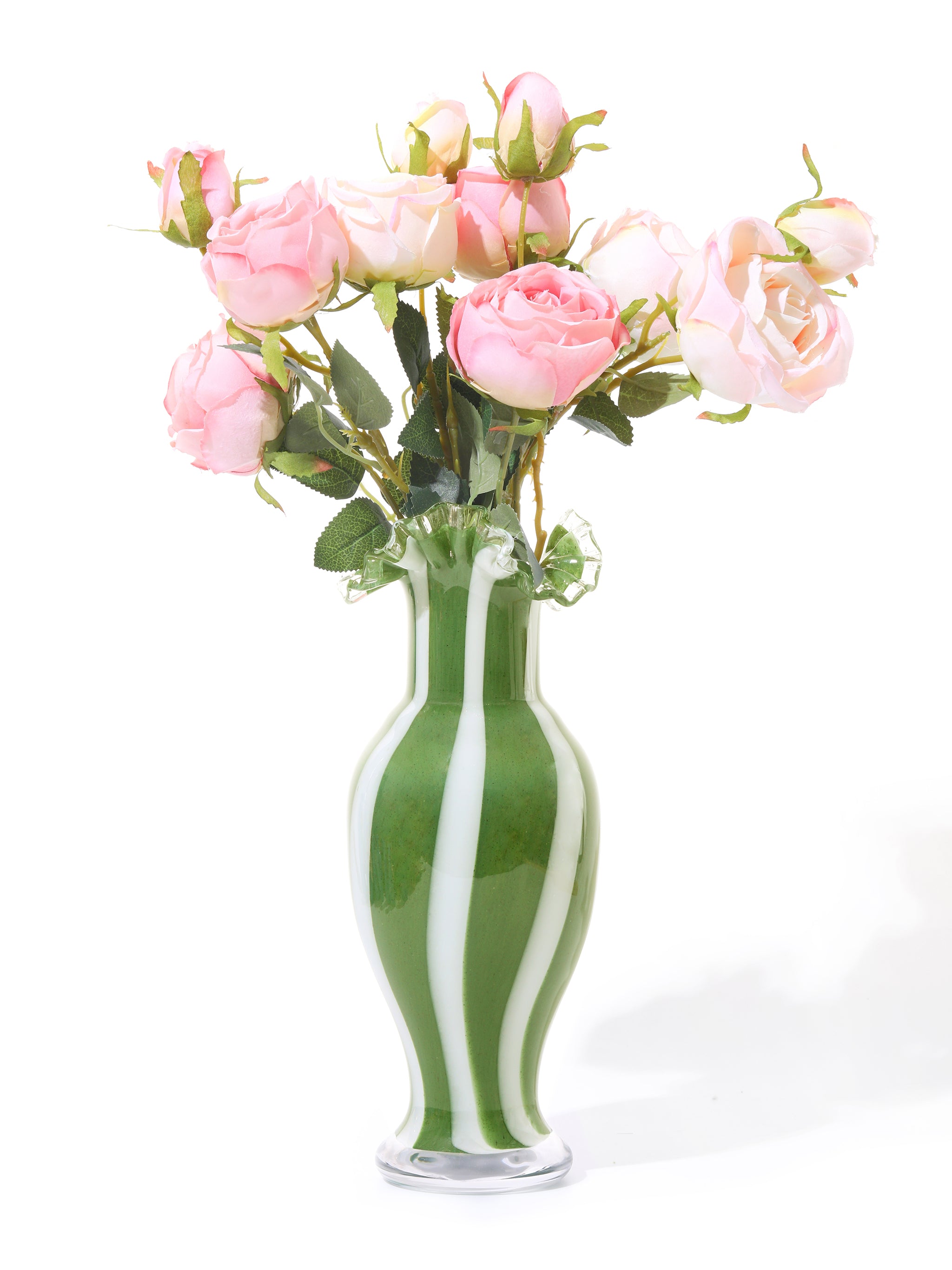 Lush Stripe Ruffled Vase, Tall