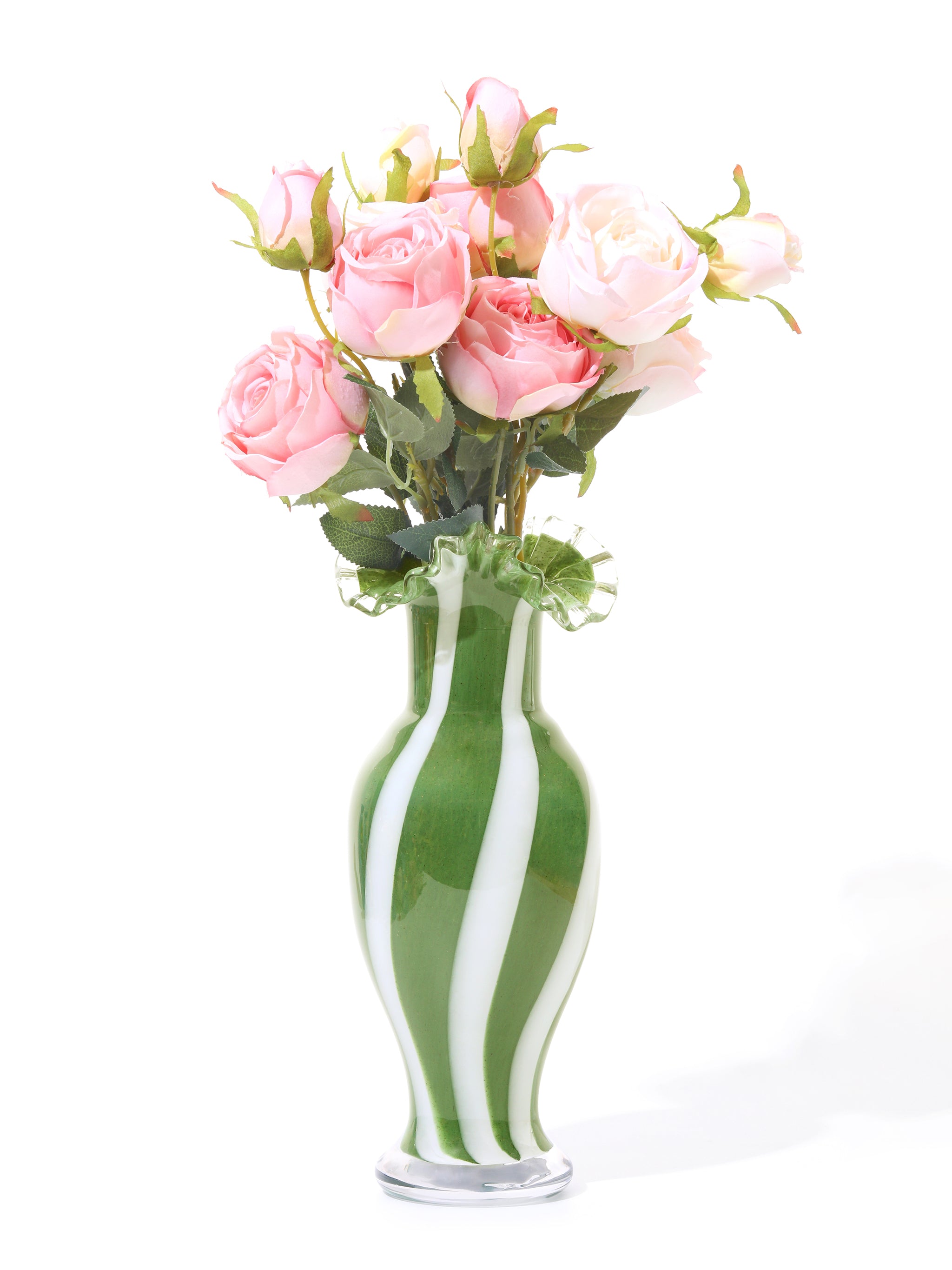 Lush Stripe Ruffled Vase, Tall