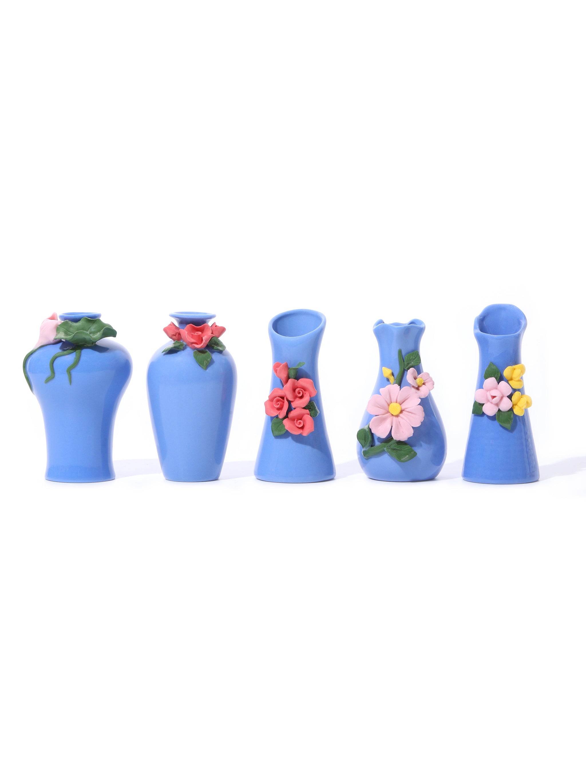 Floret Cornflower Blue Vases, Set of 5