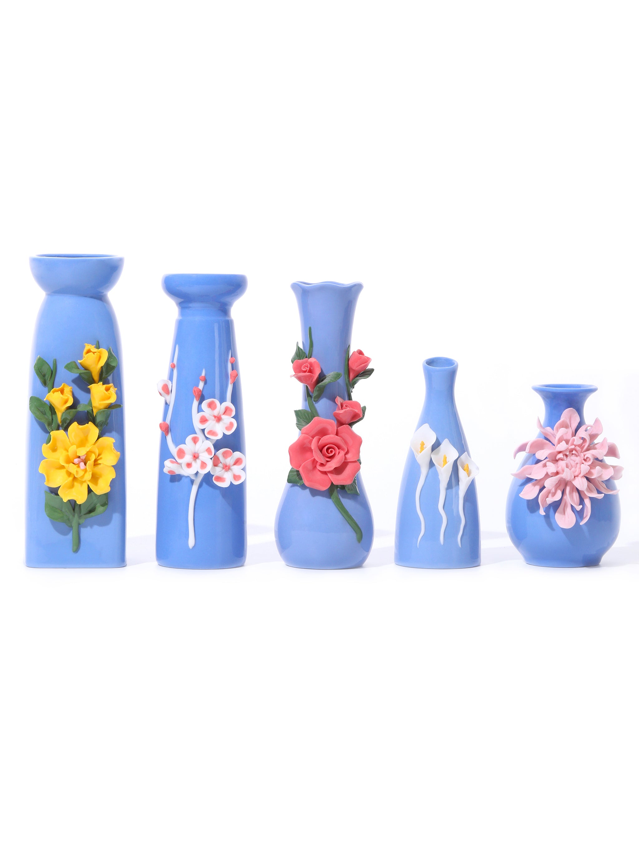 Cornflower Blue Vases, Set of 10