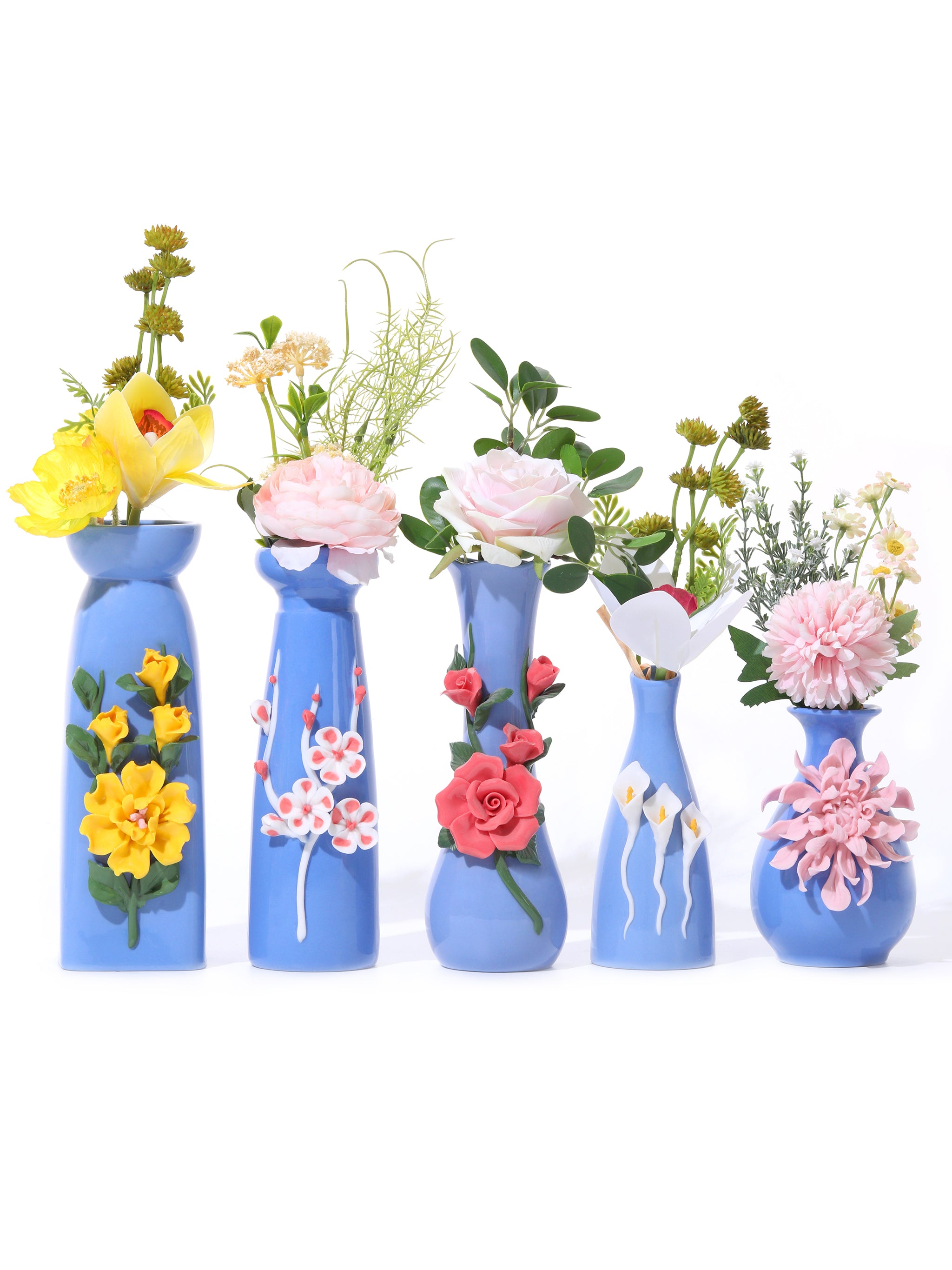 Bloom Cornflower Blue Vases, Set of 5