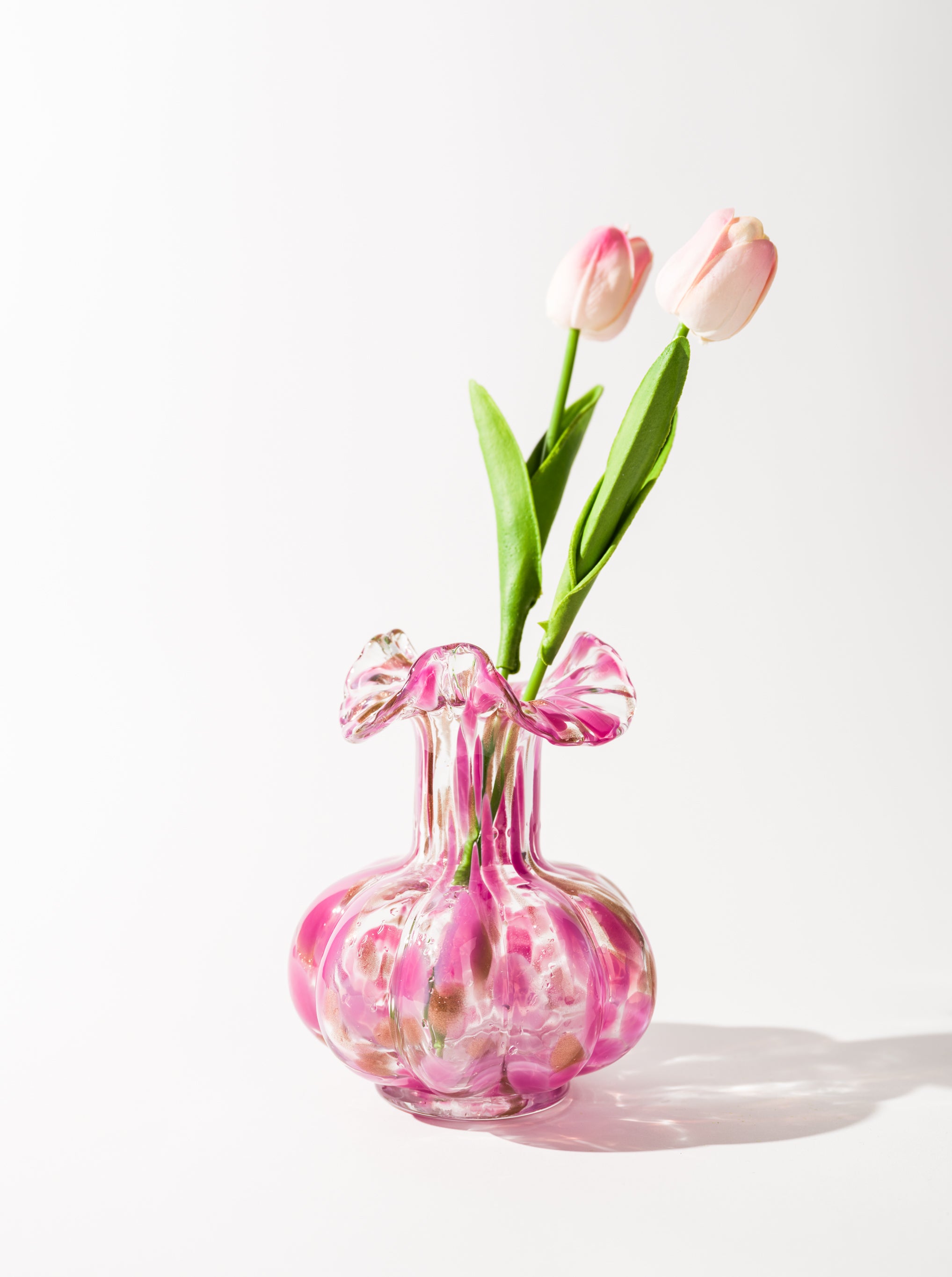 Blush Petal Glass Vases, Set of 3