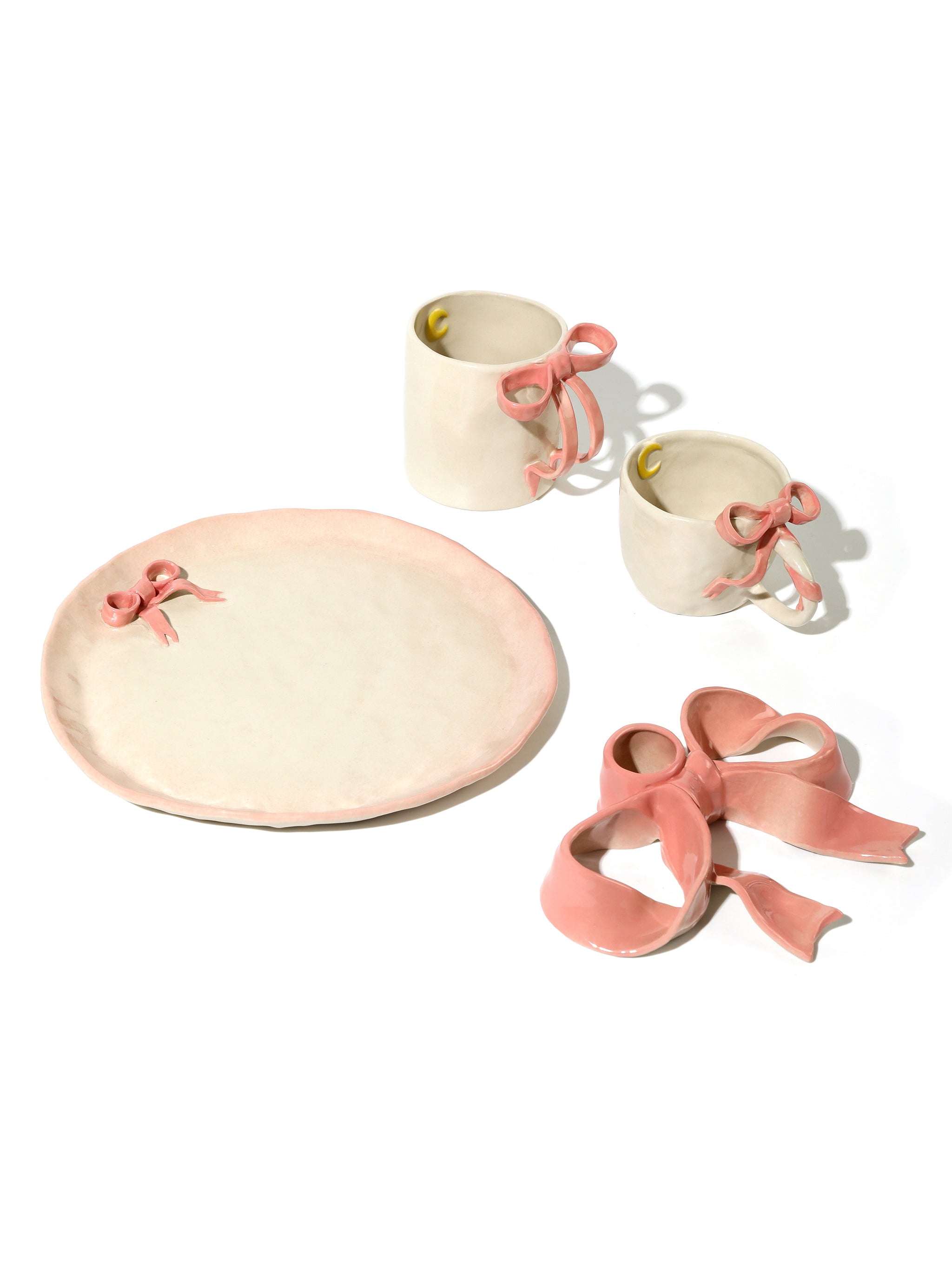 BowKnot Tableware Set, Blush Pink Set of 4