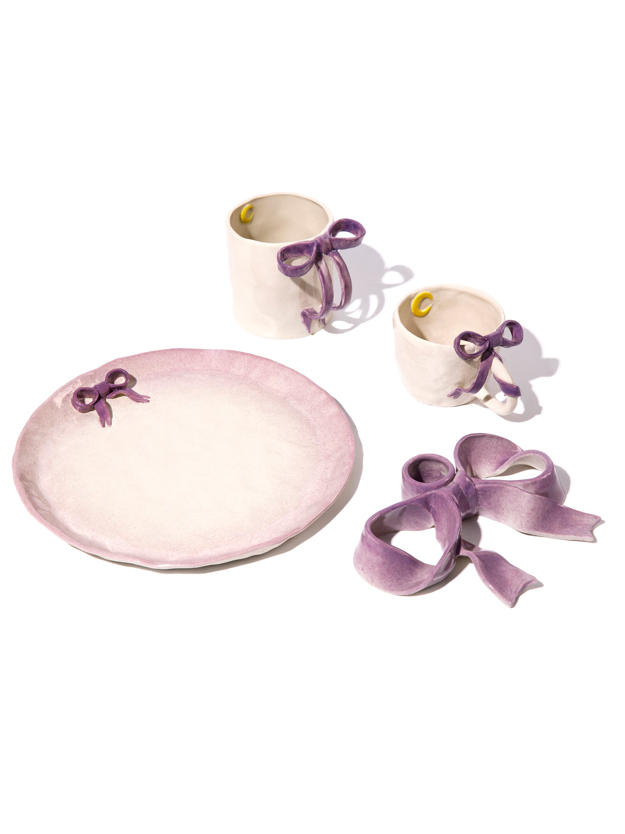 BowKnot Tableware Set, Lavender Purple Set of 4