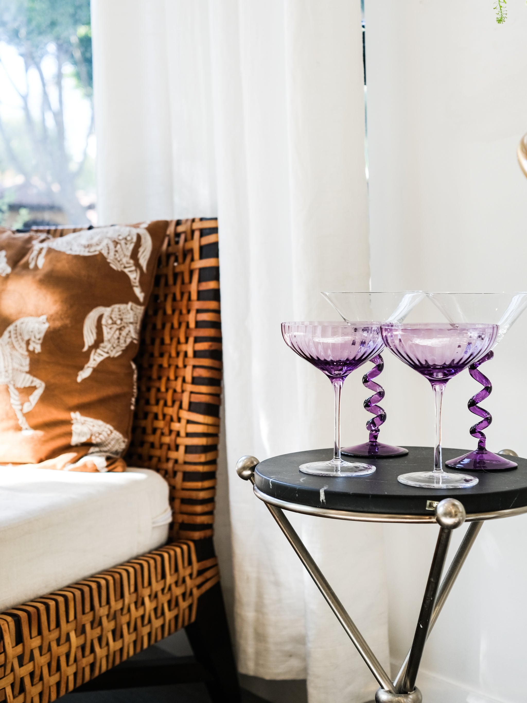 Violet Spiral Stem Martini Glass