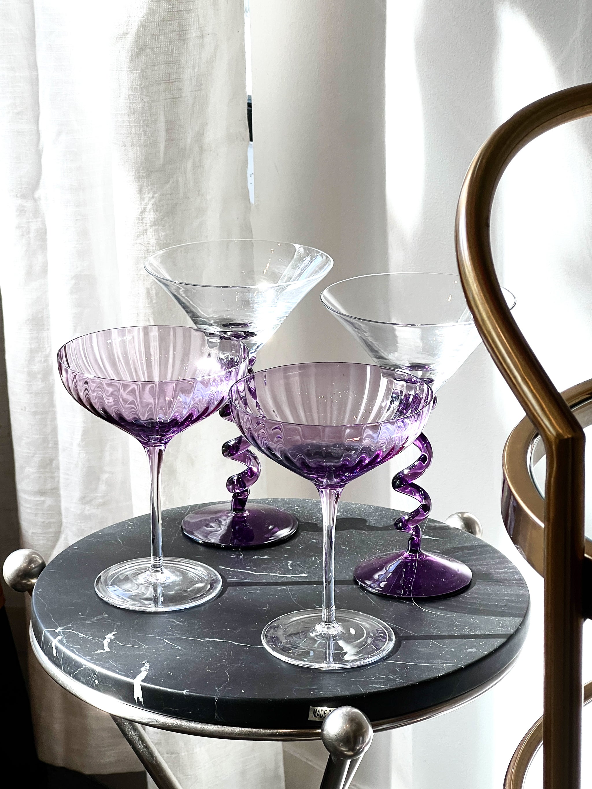 Lavender Coupe Cocktail Glasses, Set of 3