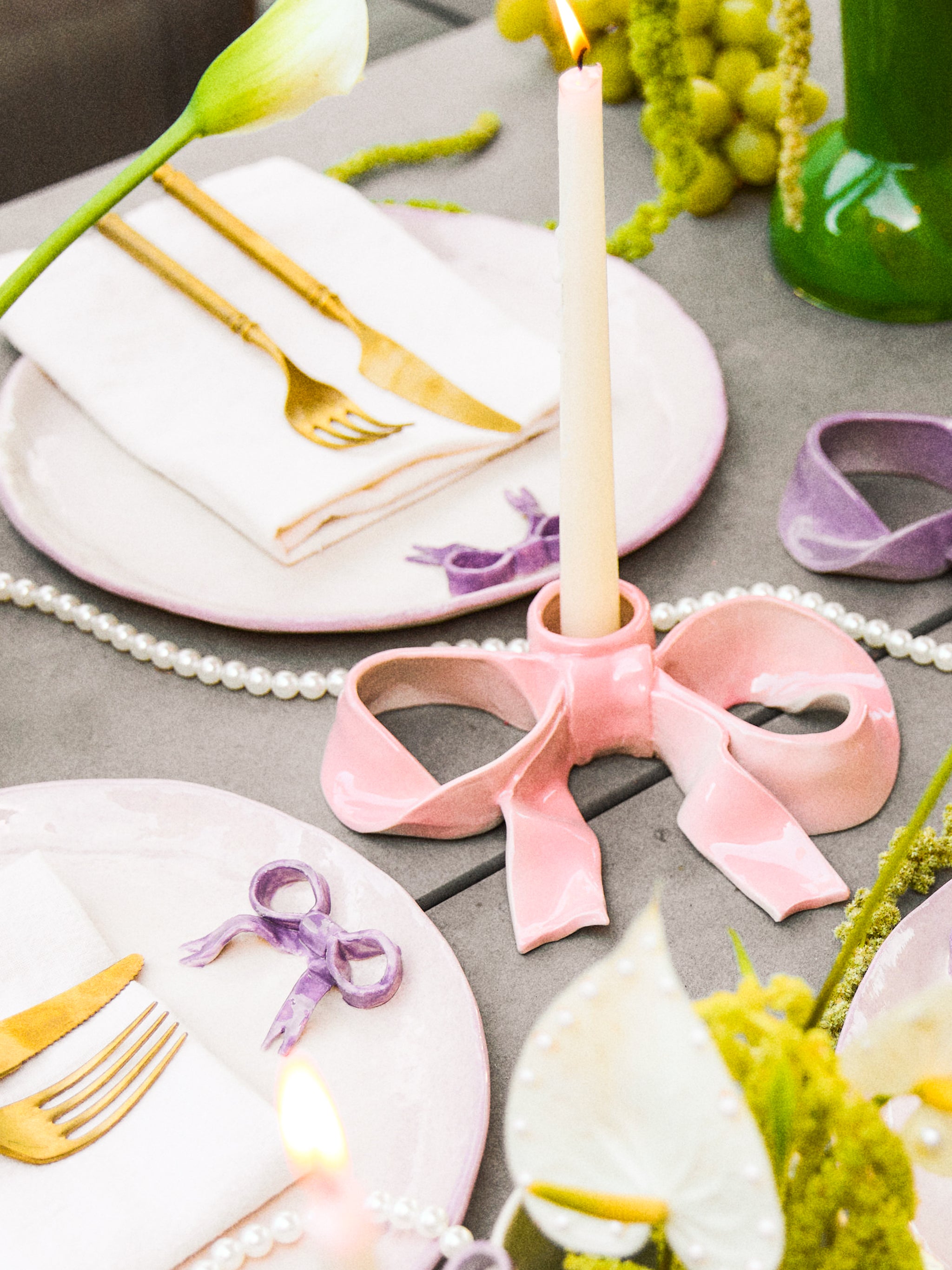 BowKnot Tableware Set, Blush Pink Set of 4