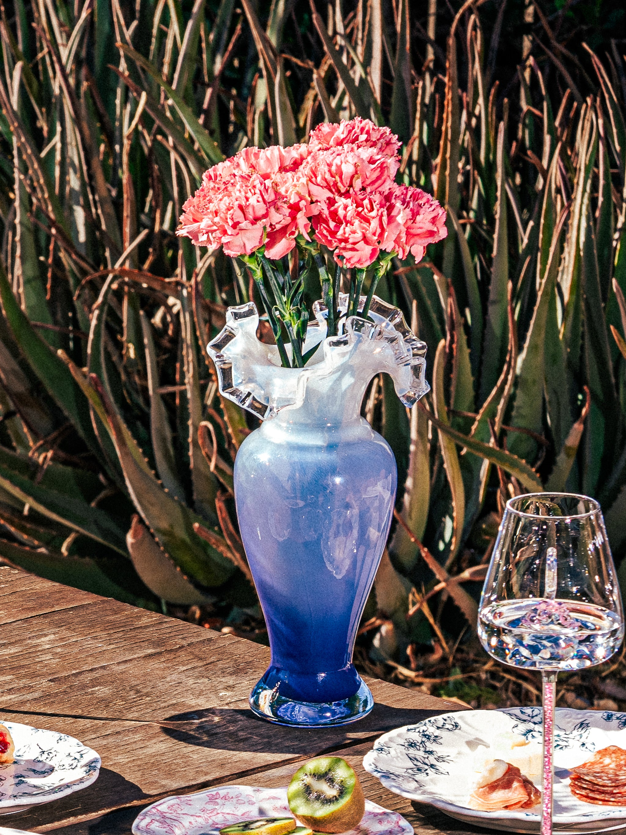 Frost Ruffled Vase Set of 3