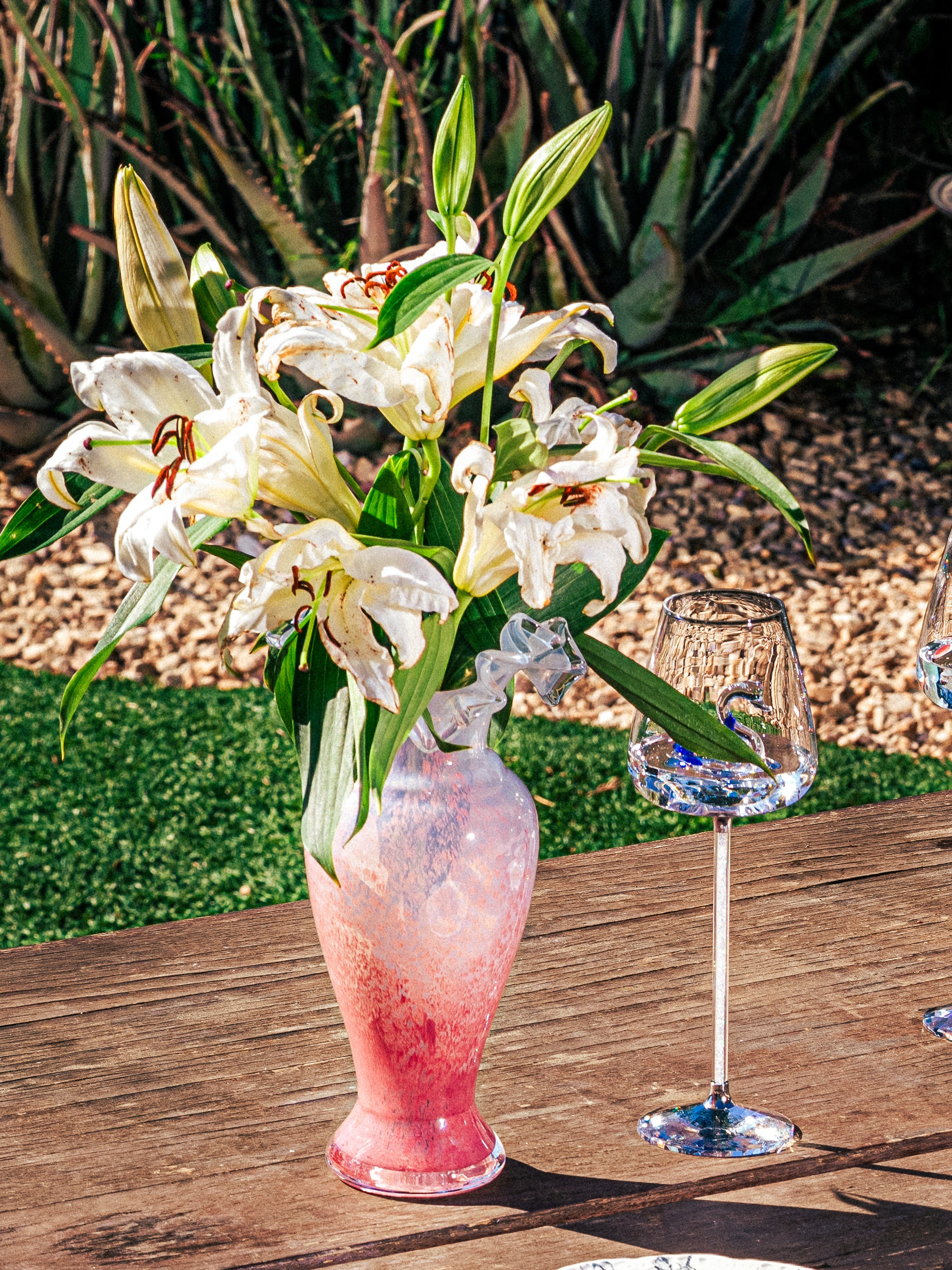 Peony Frost Ruffled Vase