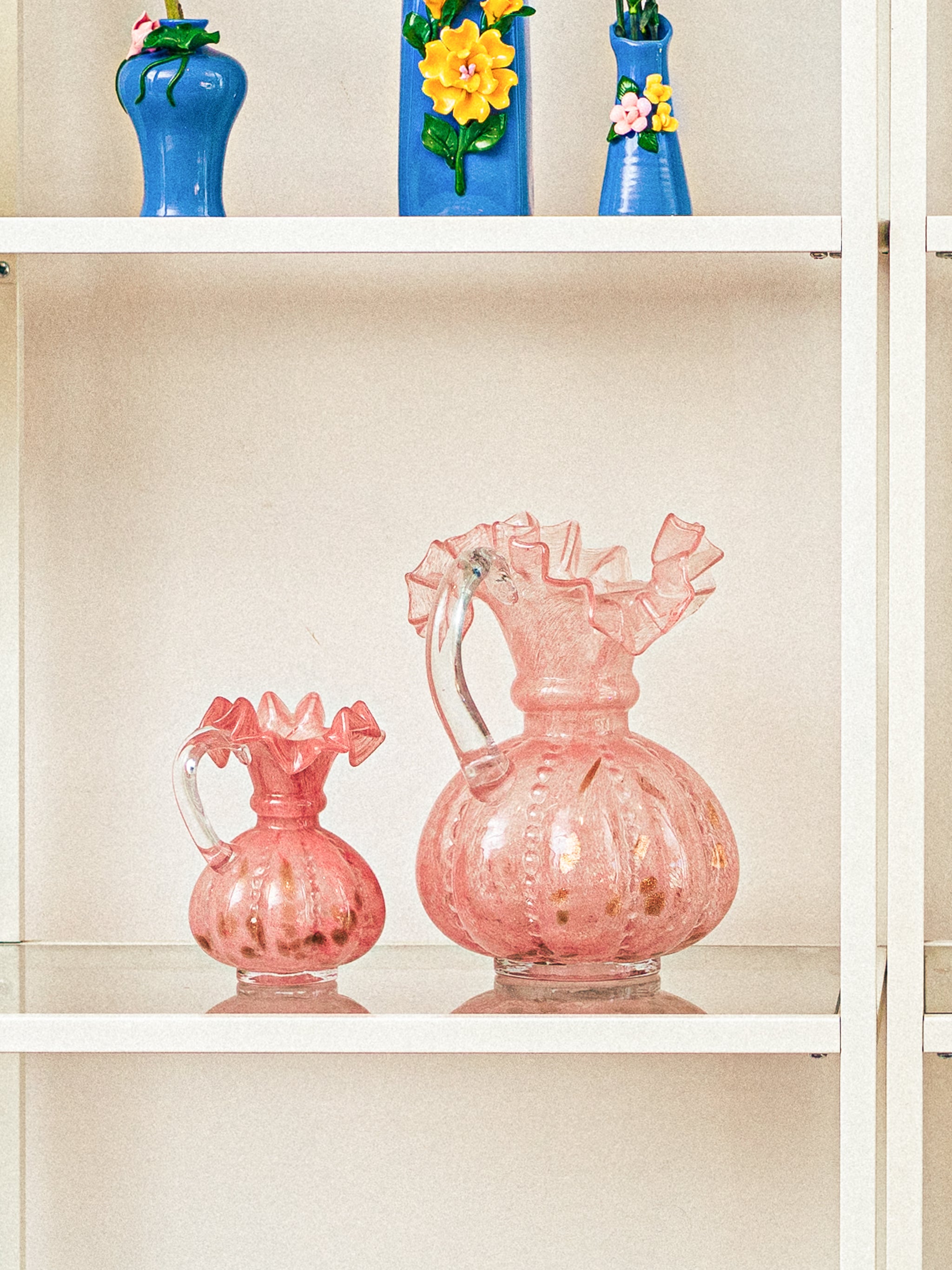 Rosy Dawn Ruffled Vases, Set of 2