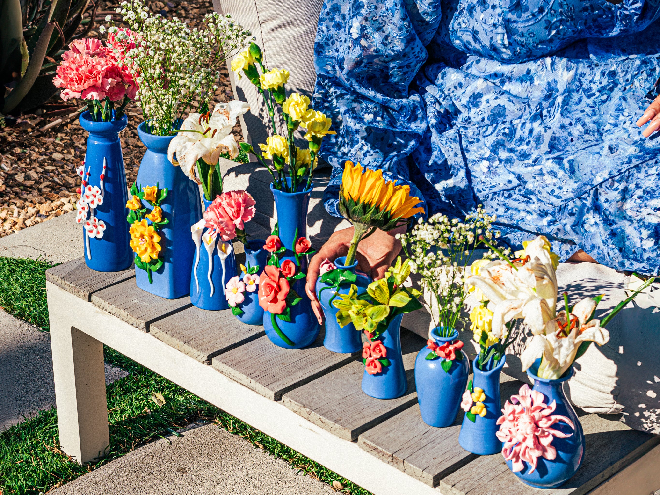 Bloom Cornflower Blue Vases, Set of 5