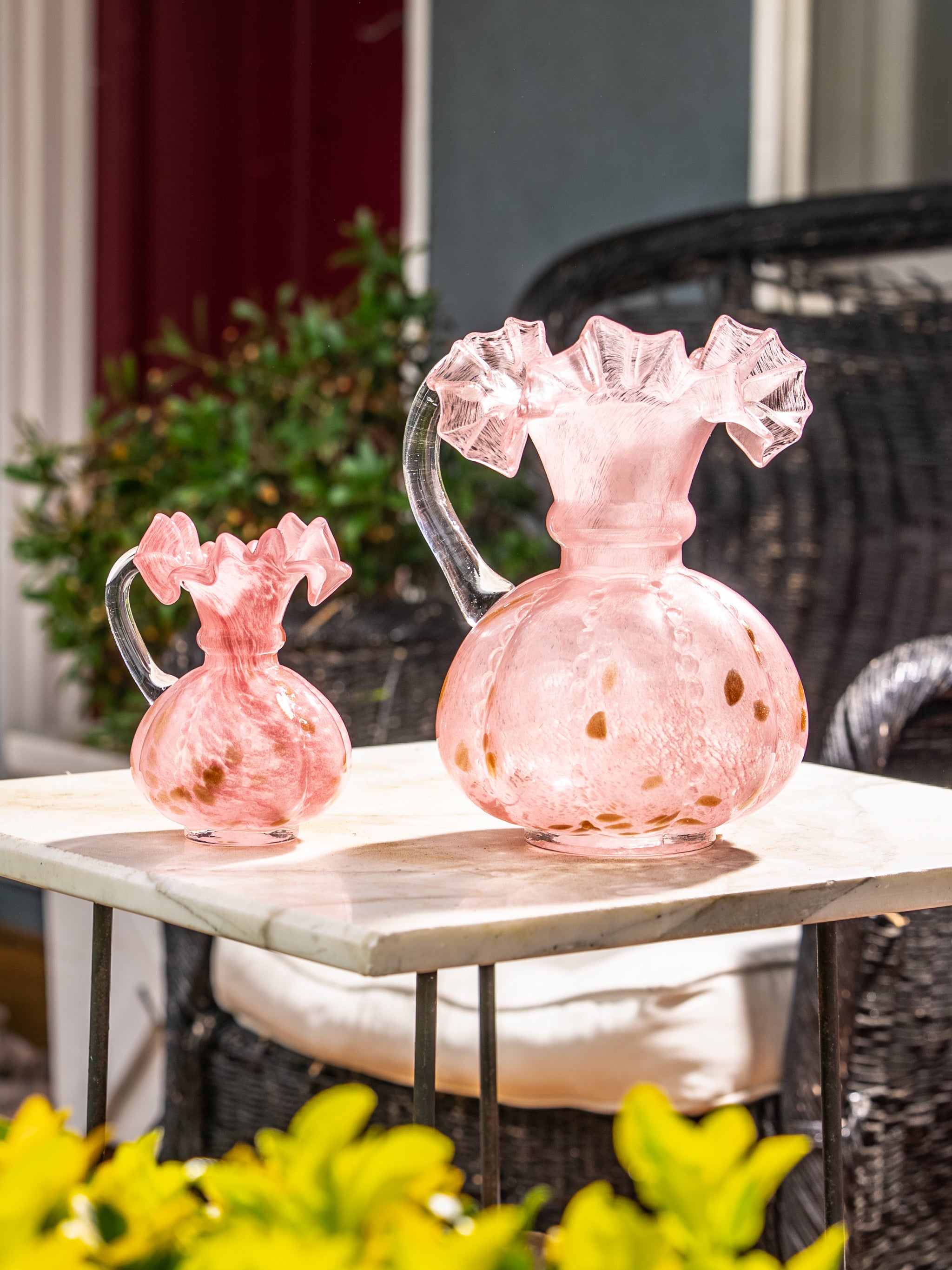 Rosy Dawn Ruffled Vases, Set of 2