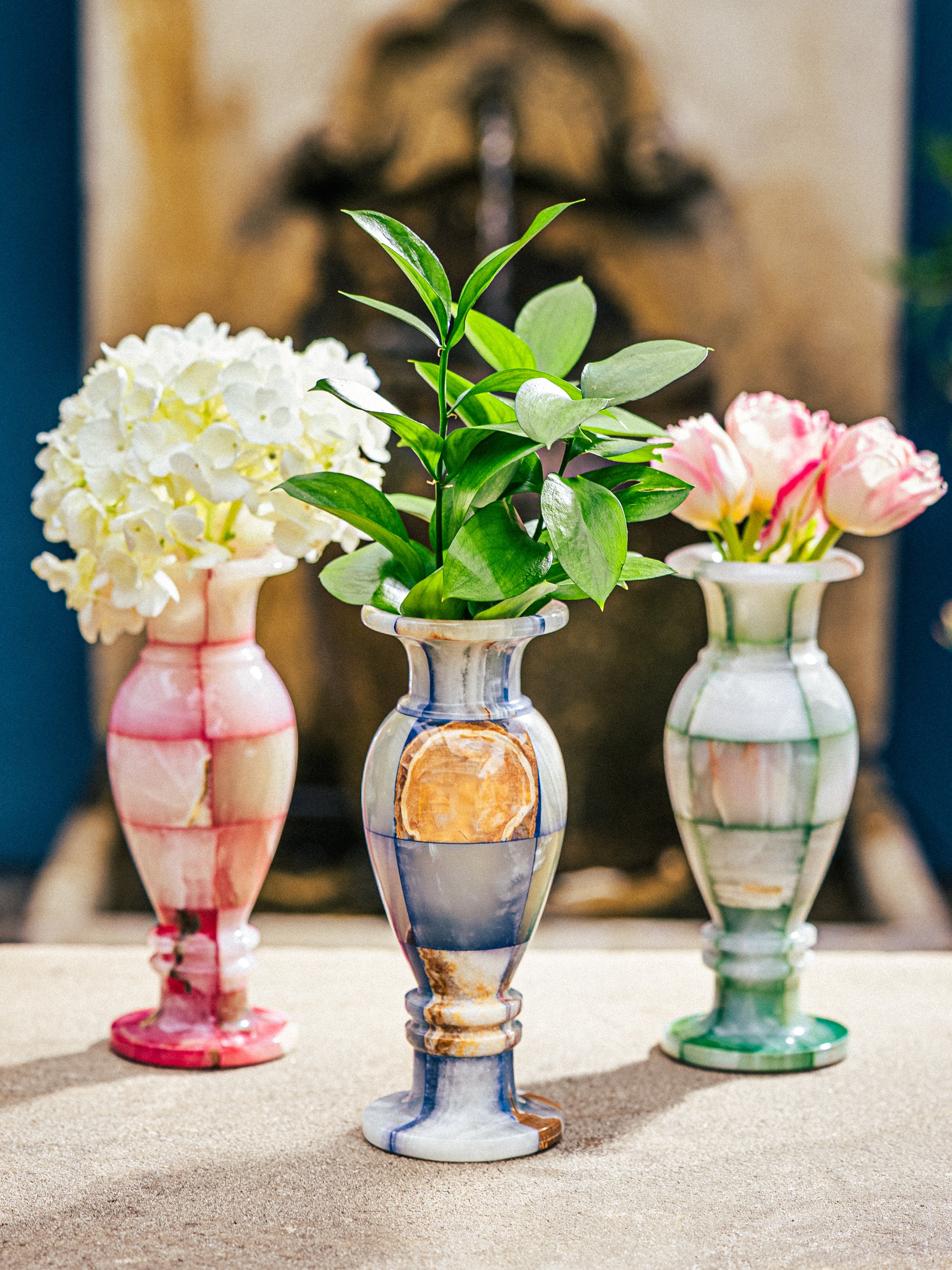 Jade Mosaic Vases (Tall), Set of 3