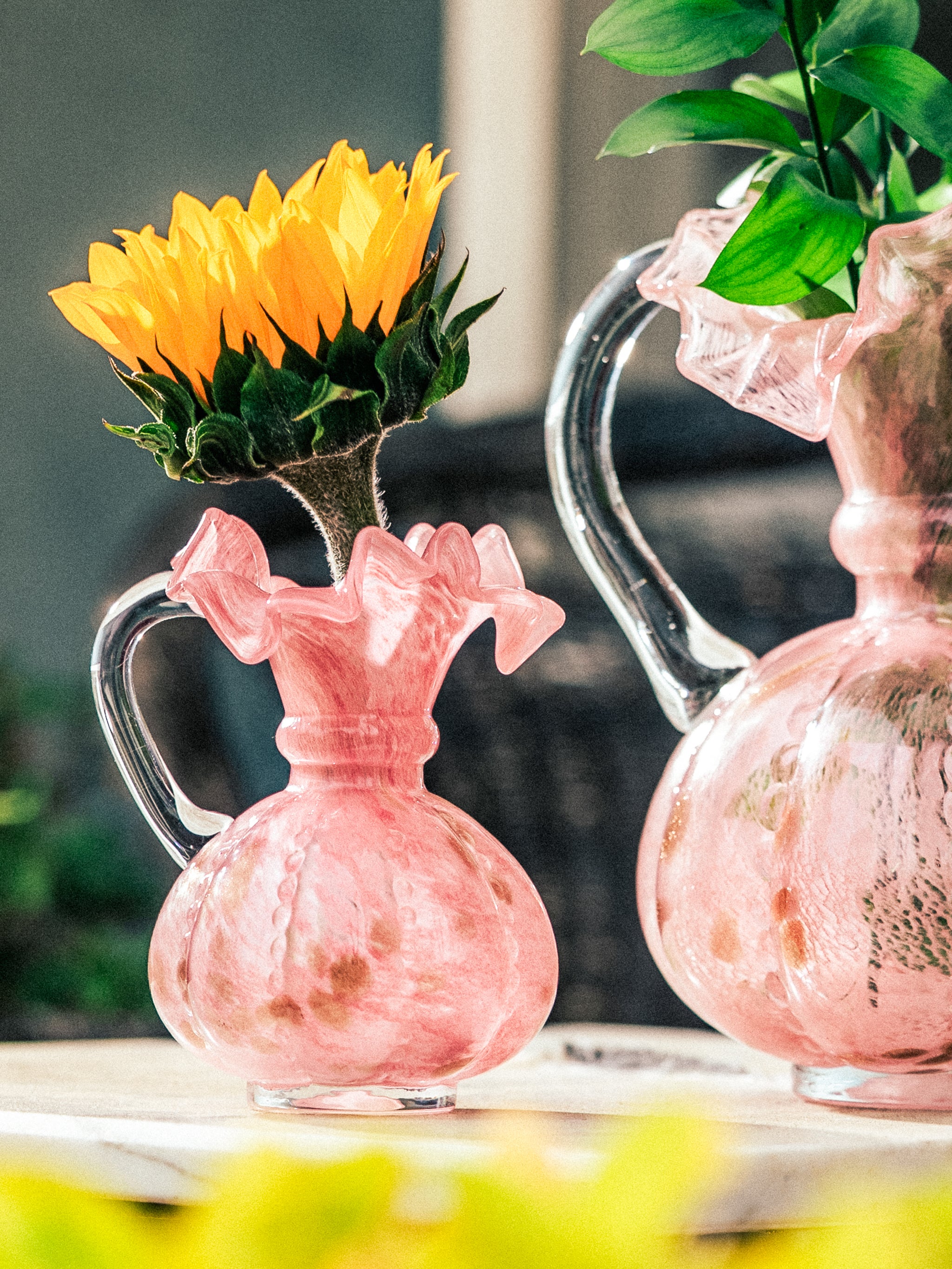 Rosy Dawn Ruffled Vase, Small