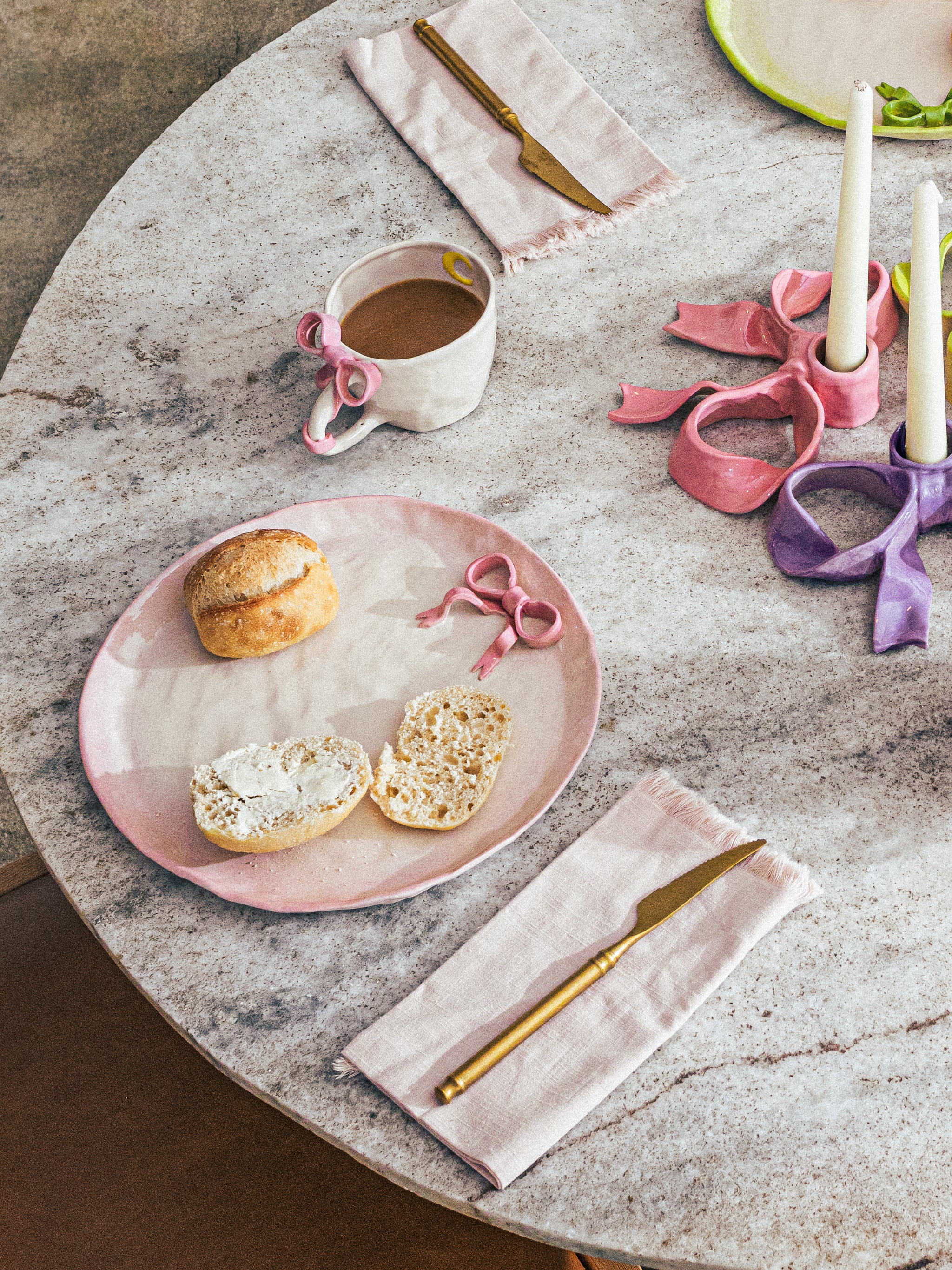 BowKnot Tableware Set, Blush Pink Set of 4