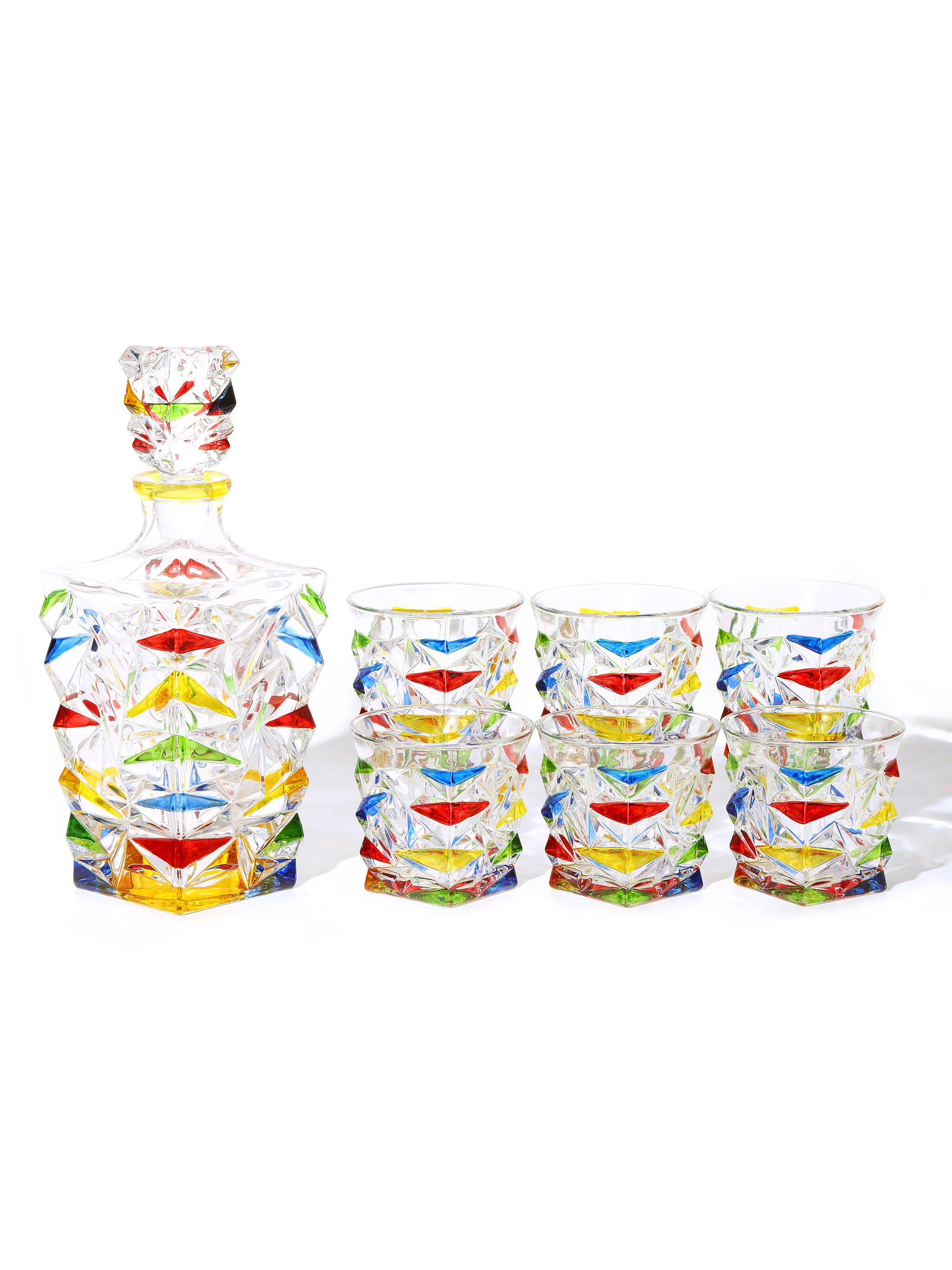 Leonardo Mosaic Crystal Whiskey Decanter Set of 7