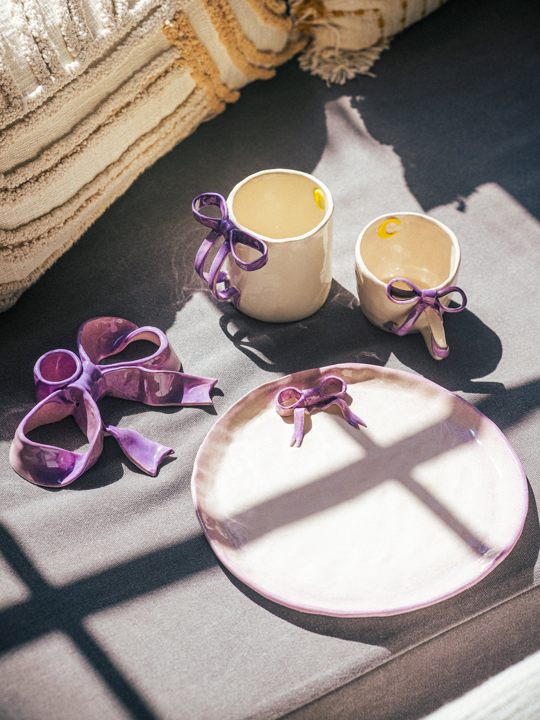 BowKnot Tableware Set, Lavender Purple Set of 4