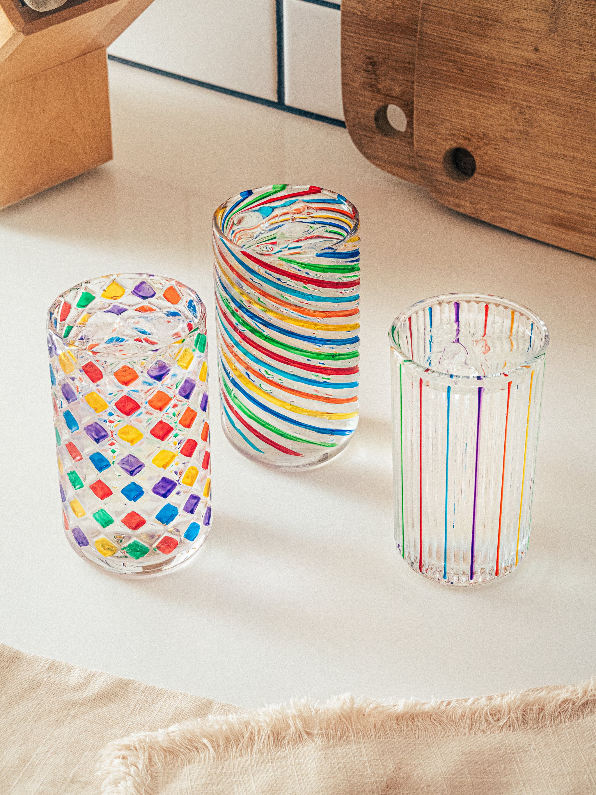 Prismatic Colored Drinking Glass, Gem