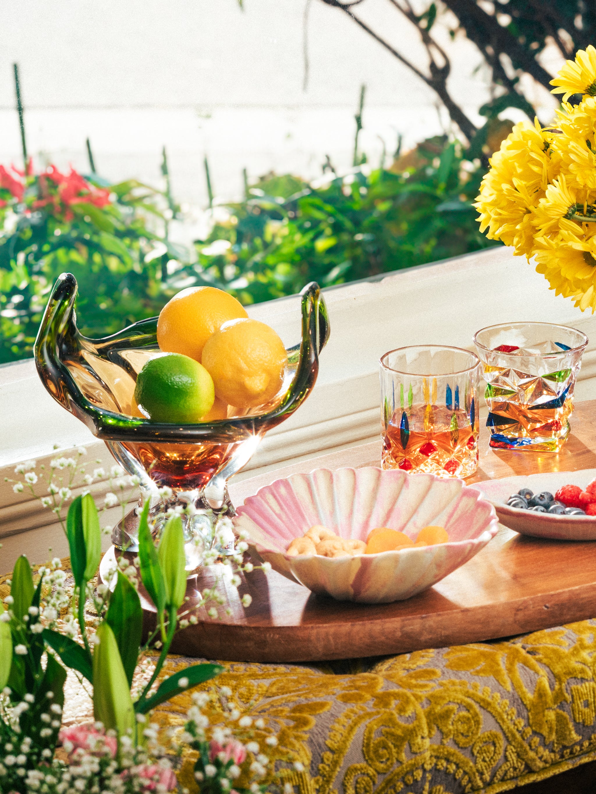 Verdant Amber Glass Baskets