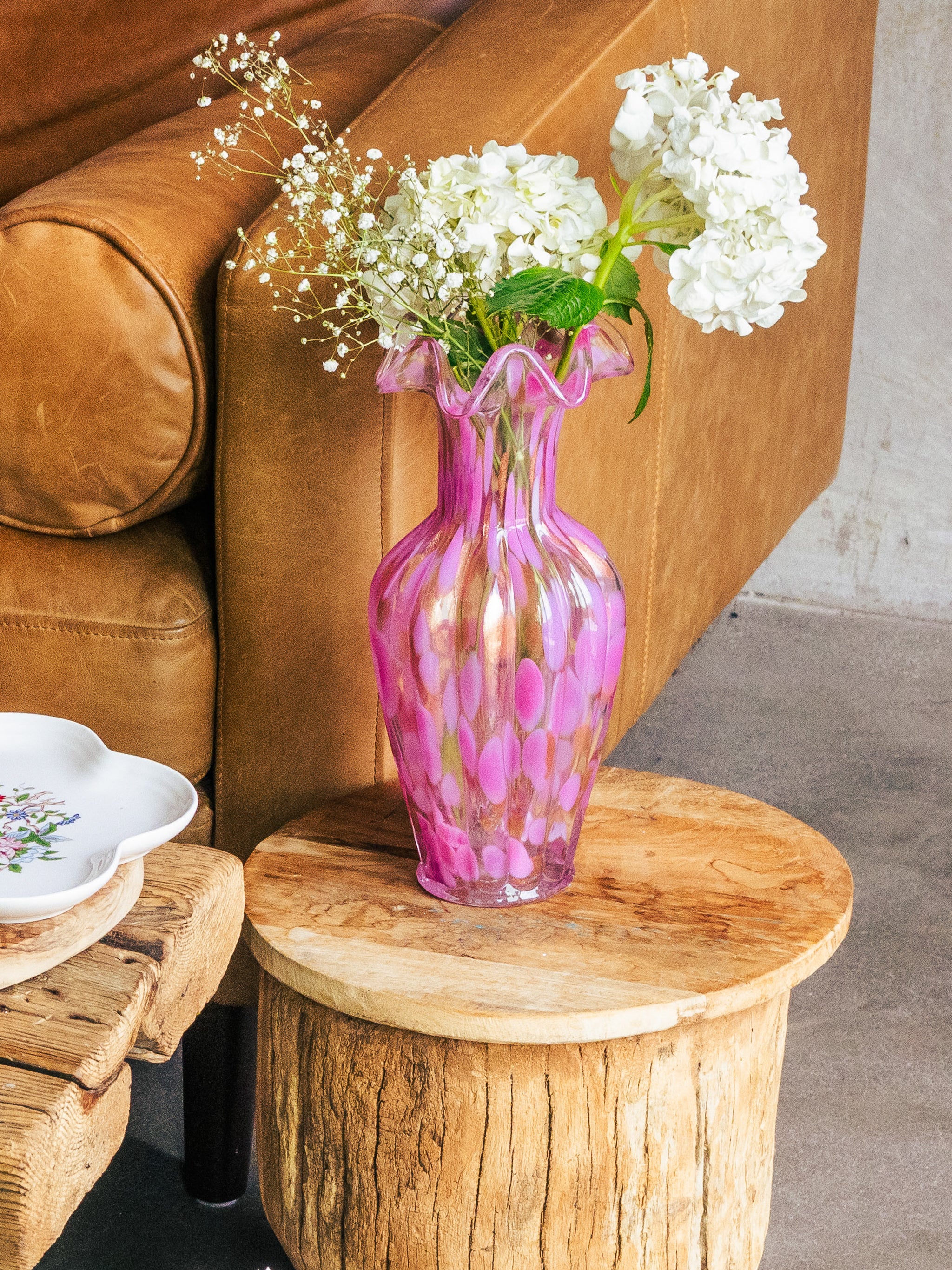 Blush Petal Glass Vase, Tall