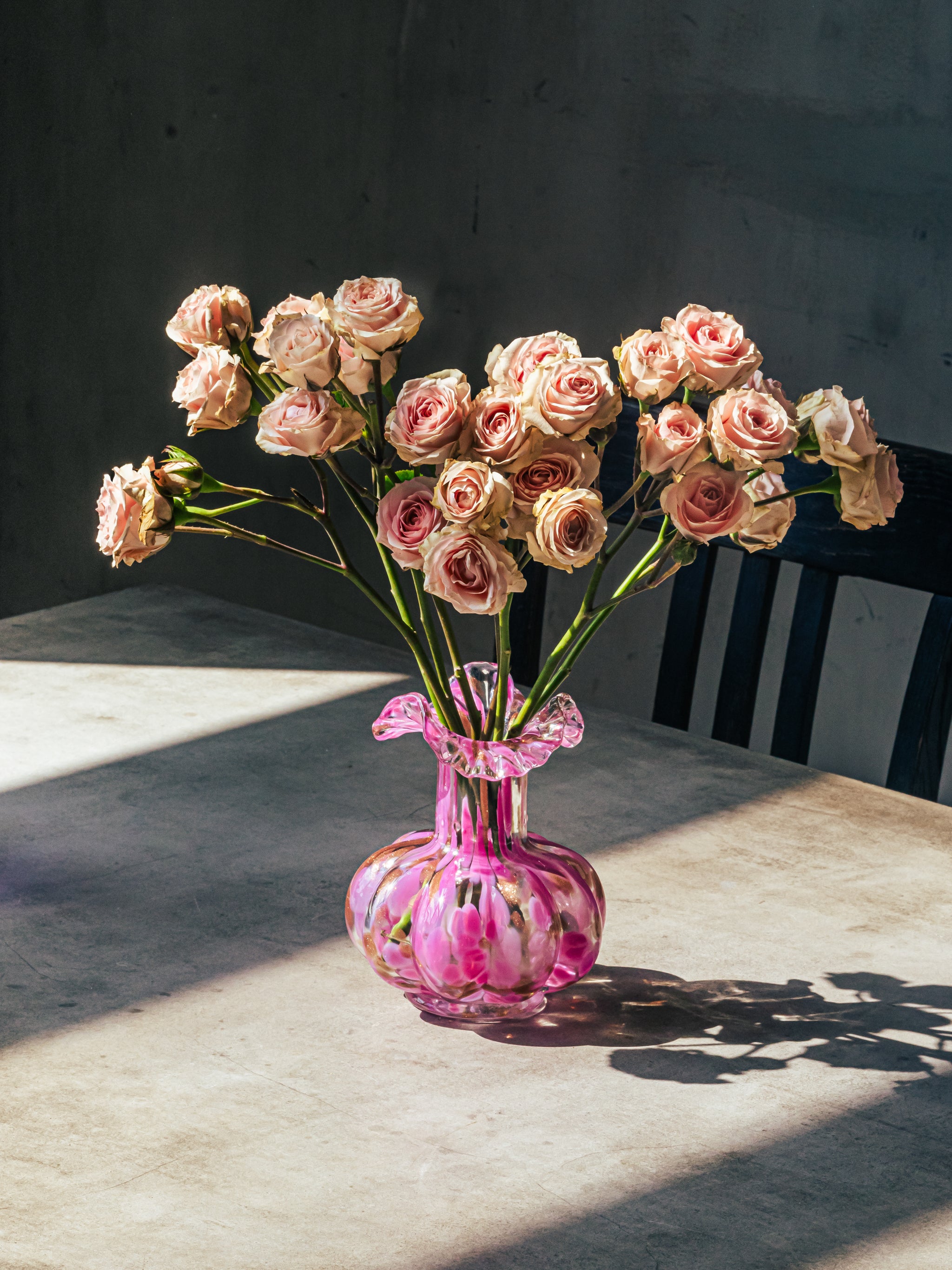 Blush Petal Glass Vases, Set of 3