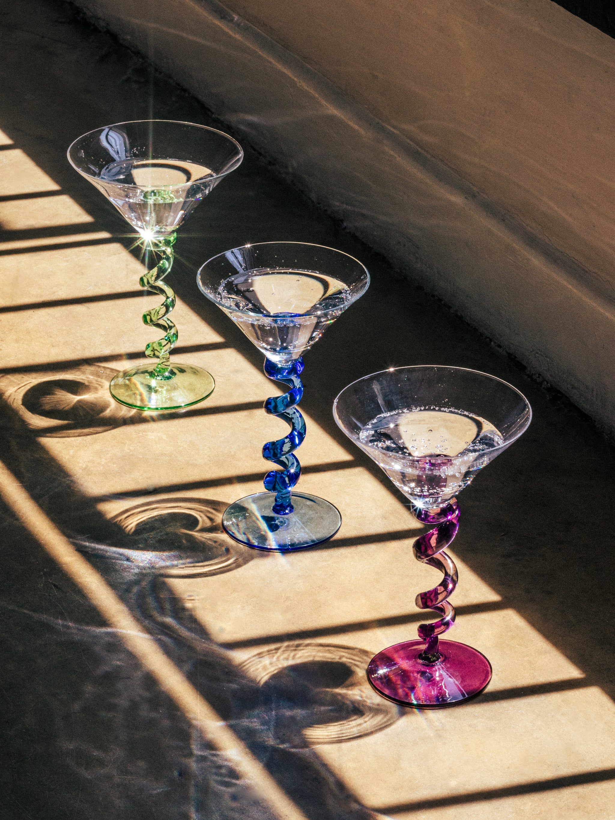 Violet Spiral Stem Martini Glass