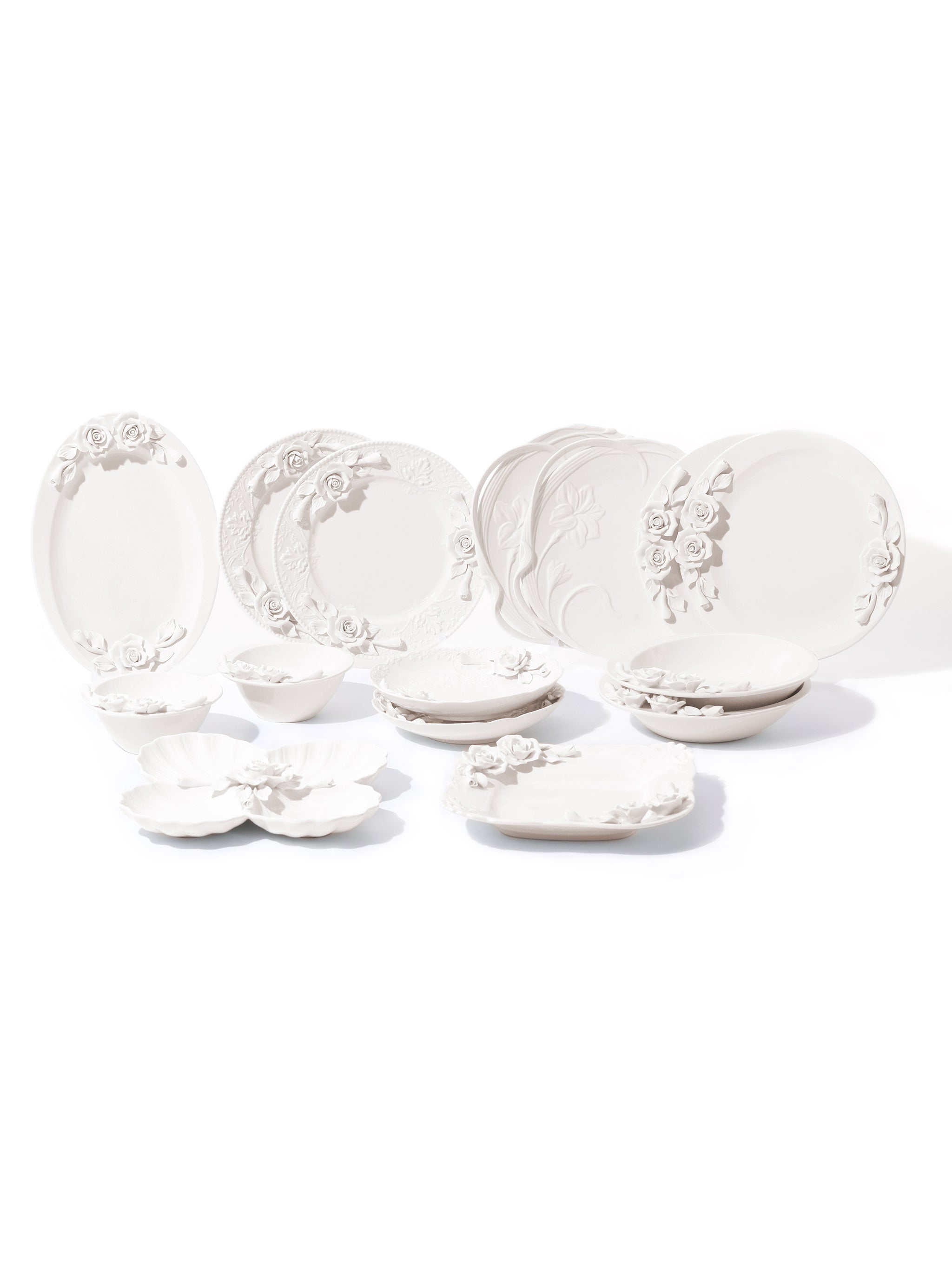 Isabella Artisan Rose Dinnerware, Set of 15